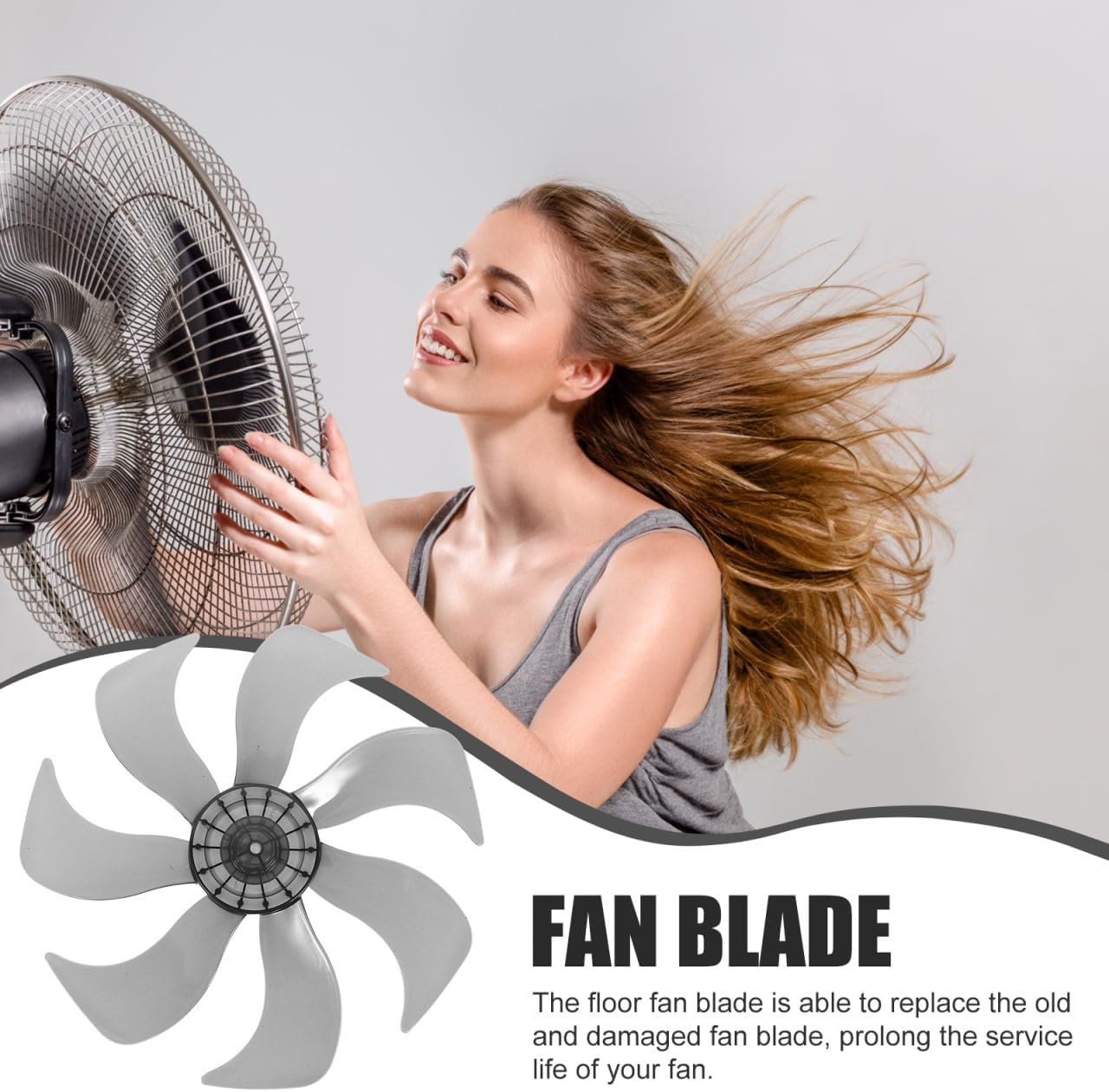 DOITOOL Replacement Fan Blades 14 Inch Table Fan Accessory with Nut Plastic Blade for Standing Pedestal Parts Quiet Operation for Home and Office Use