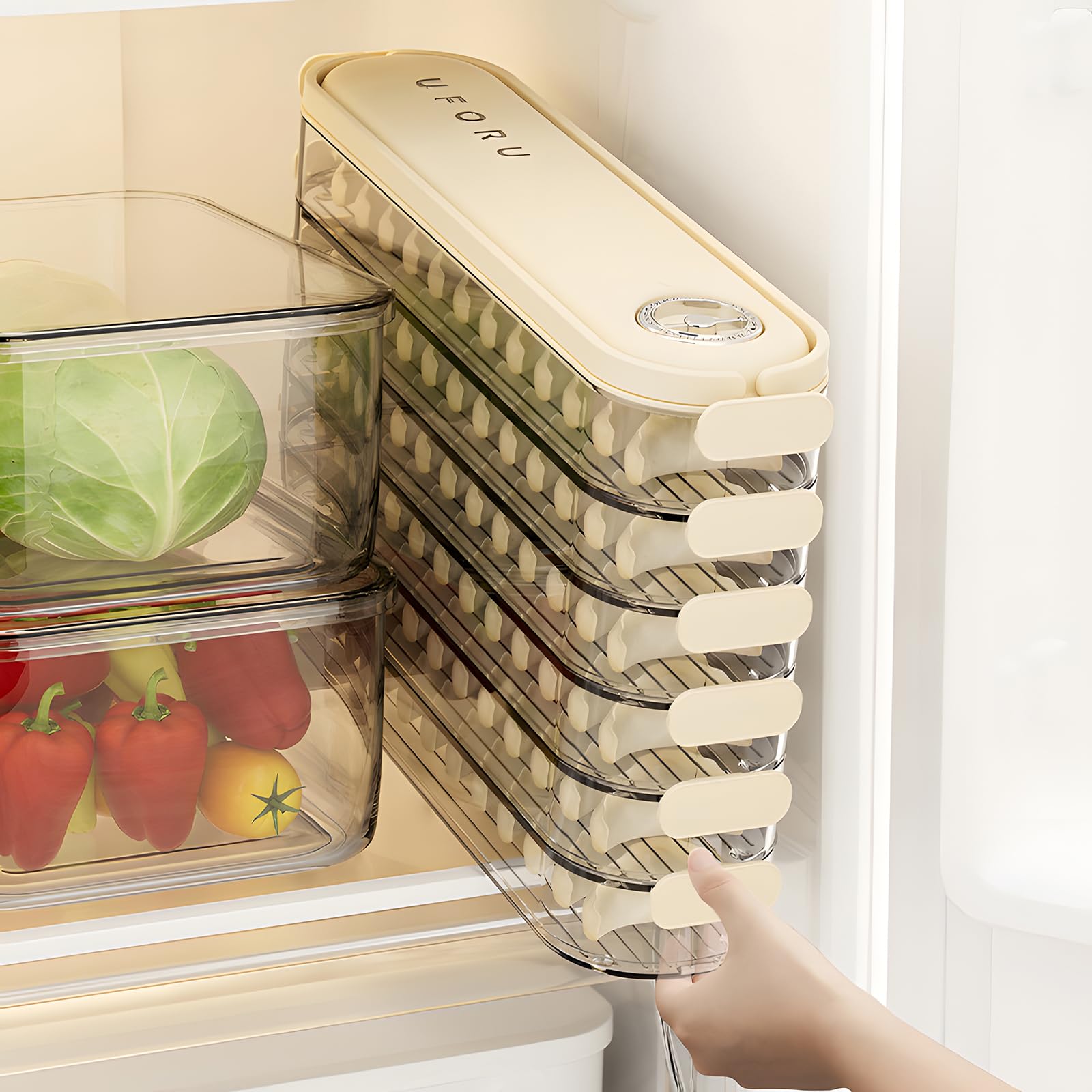 Atlodas Cajas de almacenamiento para nevera con tapas, caja de albóndigas, organizador de refrigerador, almacenamiento apilable con tapas, contenedor portátil de almacenamiento de alimentos de