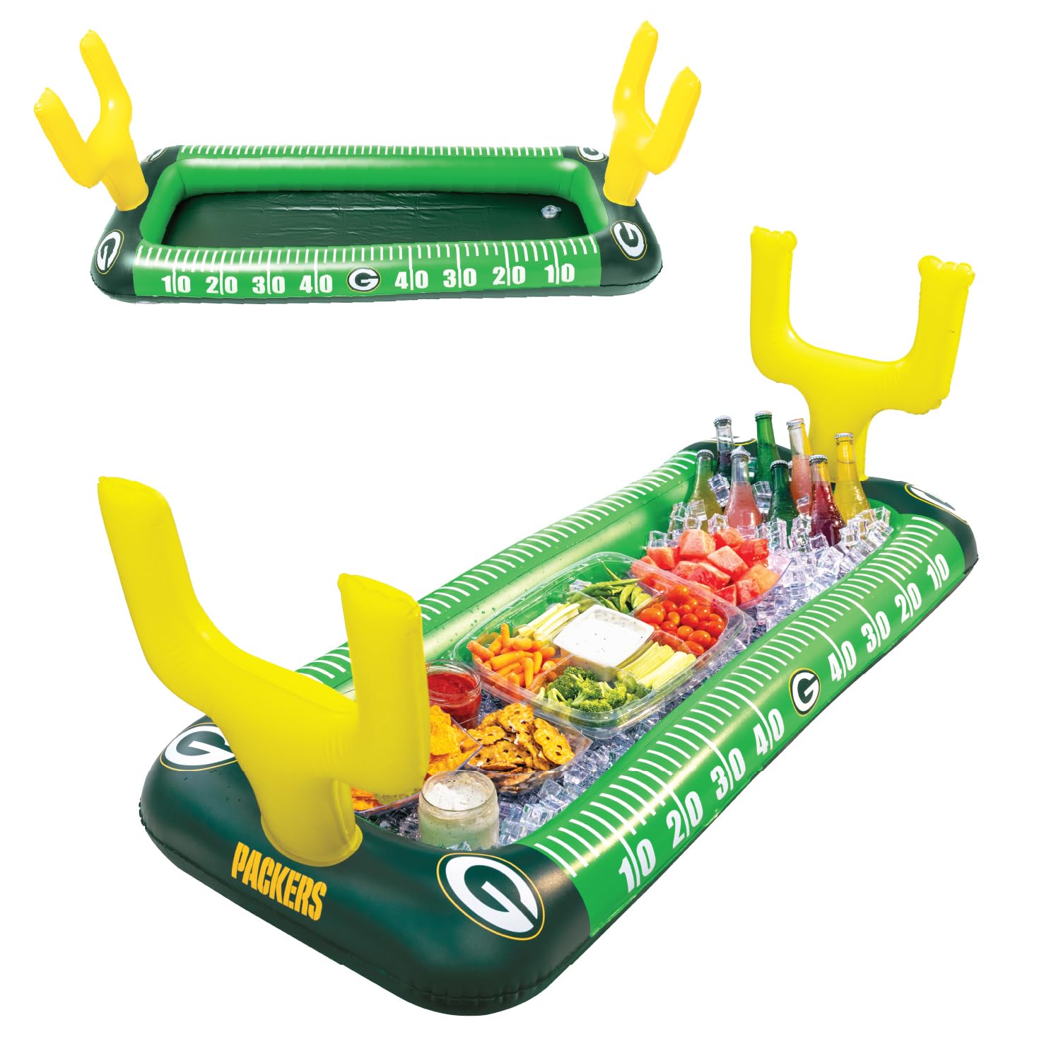 BigMouth Green Bay Packers 4 ft Inflatable Food Cooler Buffet Officially Licensed NFL Fan Gear Ice Serving Pool Drink Bar for Tailgate Parties