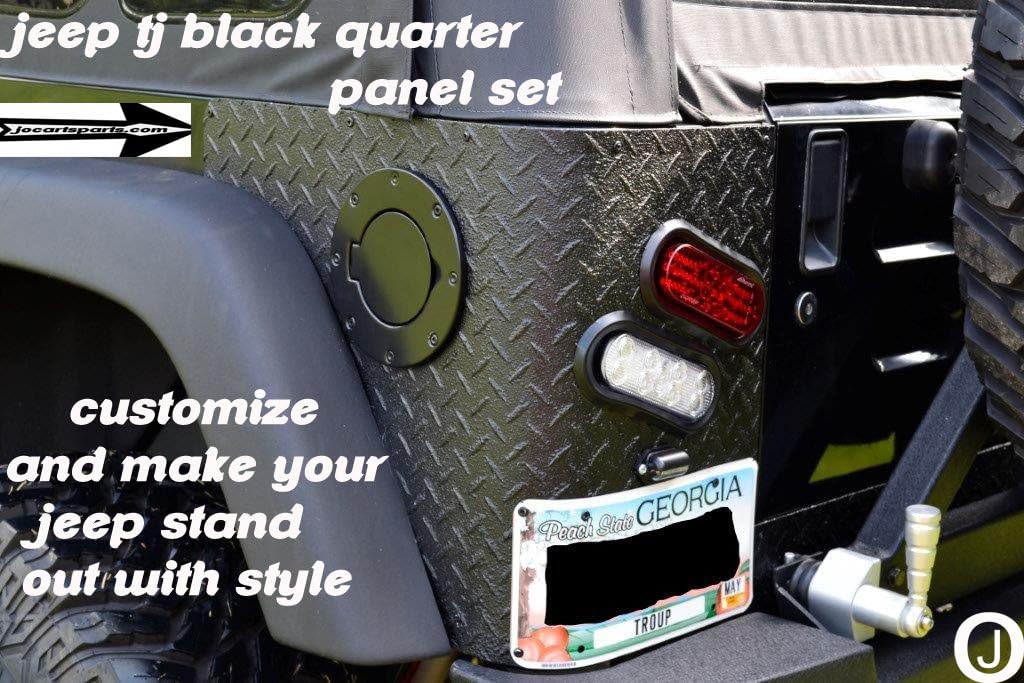 Fits Jeep Tj Wrangler Black 2 Pc Diamond Plate Rear Body Armor Corner Guard Kit