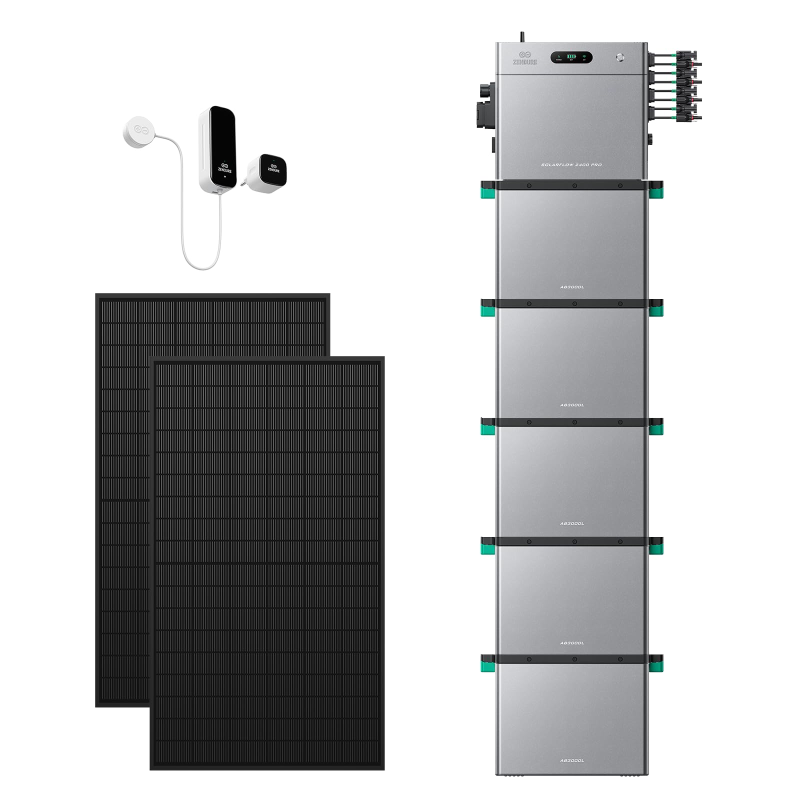 Zendure SolarFlow 2400 Pro+1 D0-Zähler+5 AB3000L Akkus+2 515W Solarpanels