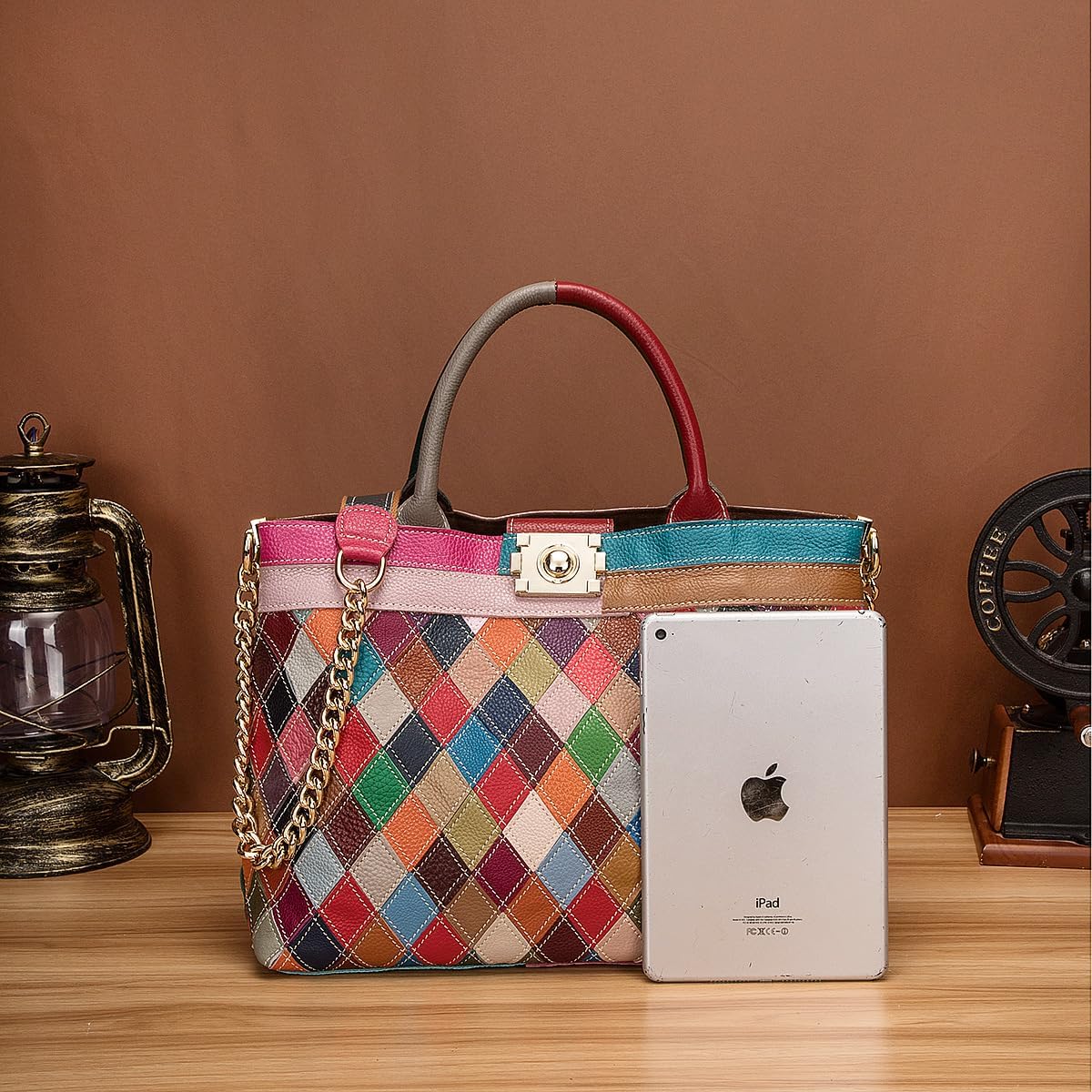 Colorful Genuine Leather Handbag for Women, Multicolor Crossbody Tote and Hobo Shoulder Bag for Designer Daily Style