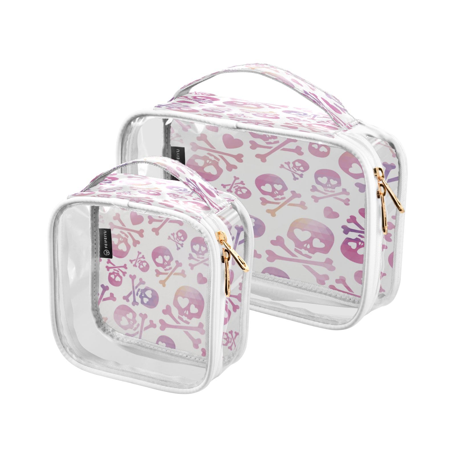 senya Clear Toiletry Bag,Travel Makeup Cosmetic Bag Carry on Airport Airline Compliant Bag Purple Skull for Women Men