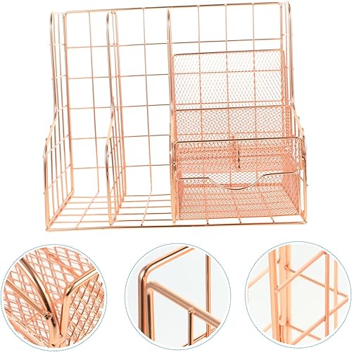 Miniatura 2 de Organizador de papel de metal, organizador de archivos, soporte de documentos para escritorio, revistas, archivos, suministros estéticos de oficina,