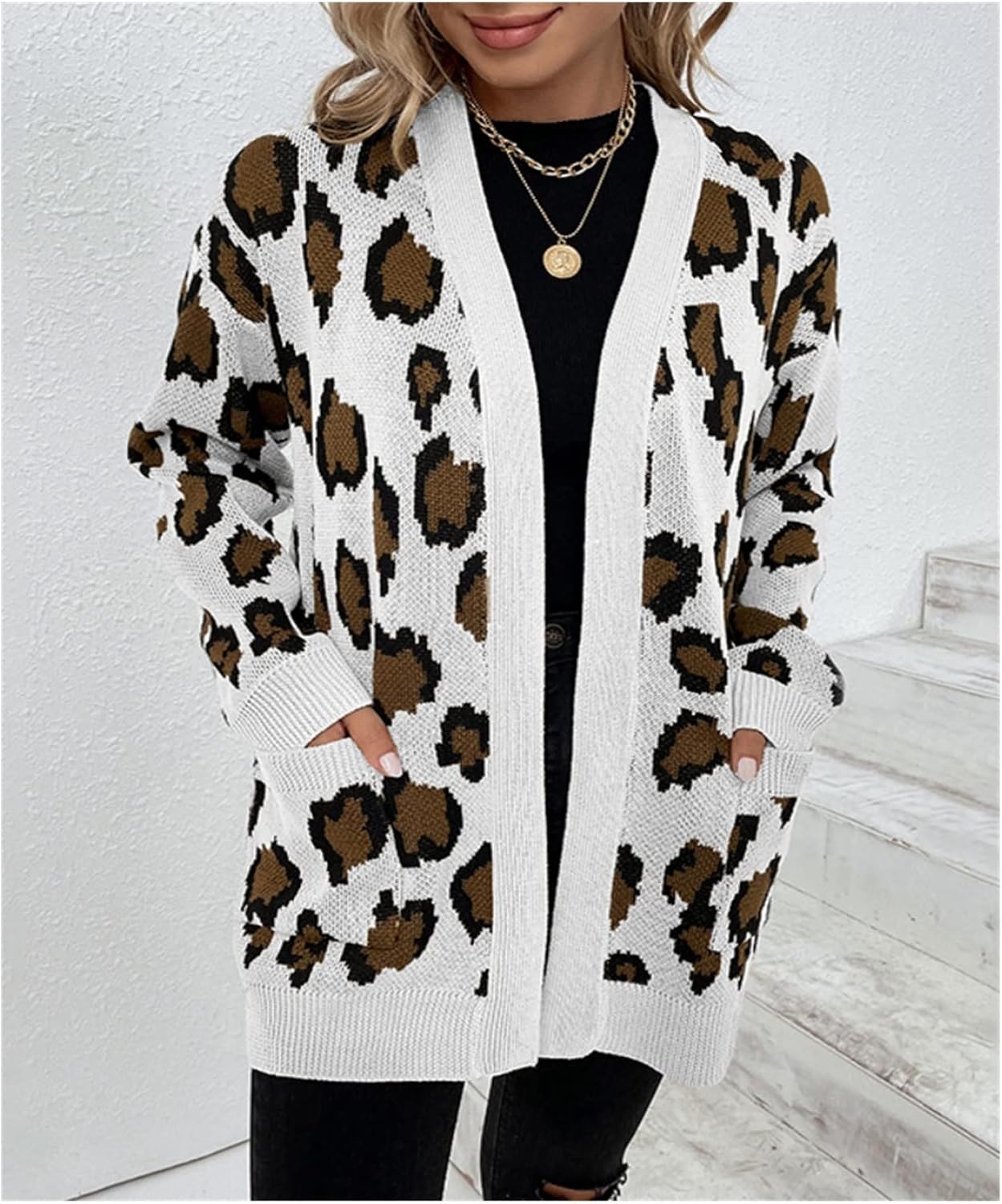 Autumn Winter Leopard Print Cardigan Sweater Women Oversize Jacket Loose  Warm Knitted Cardigan for Women (Color : White, Size : Small) : Amazon.ca:  Clothing, Shoes u0026 Accessories