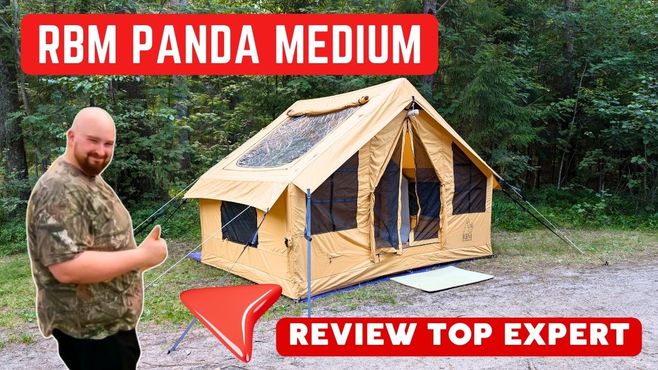 RBM Outdoors Panda Air Inflatable Canvas Camping Tent with Stove