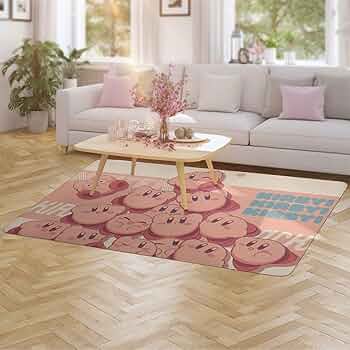 Amazon｜星のカービィ カーペット 滑り止めマット 洗えるラグマット