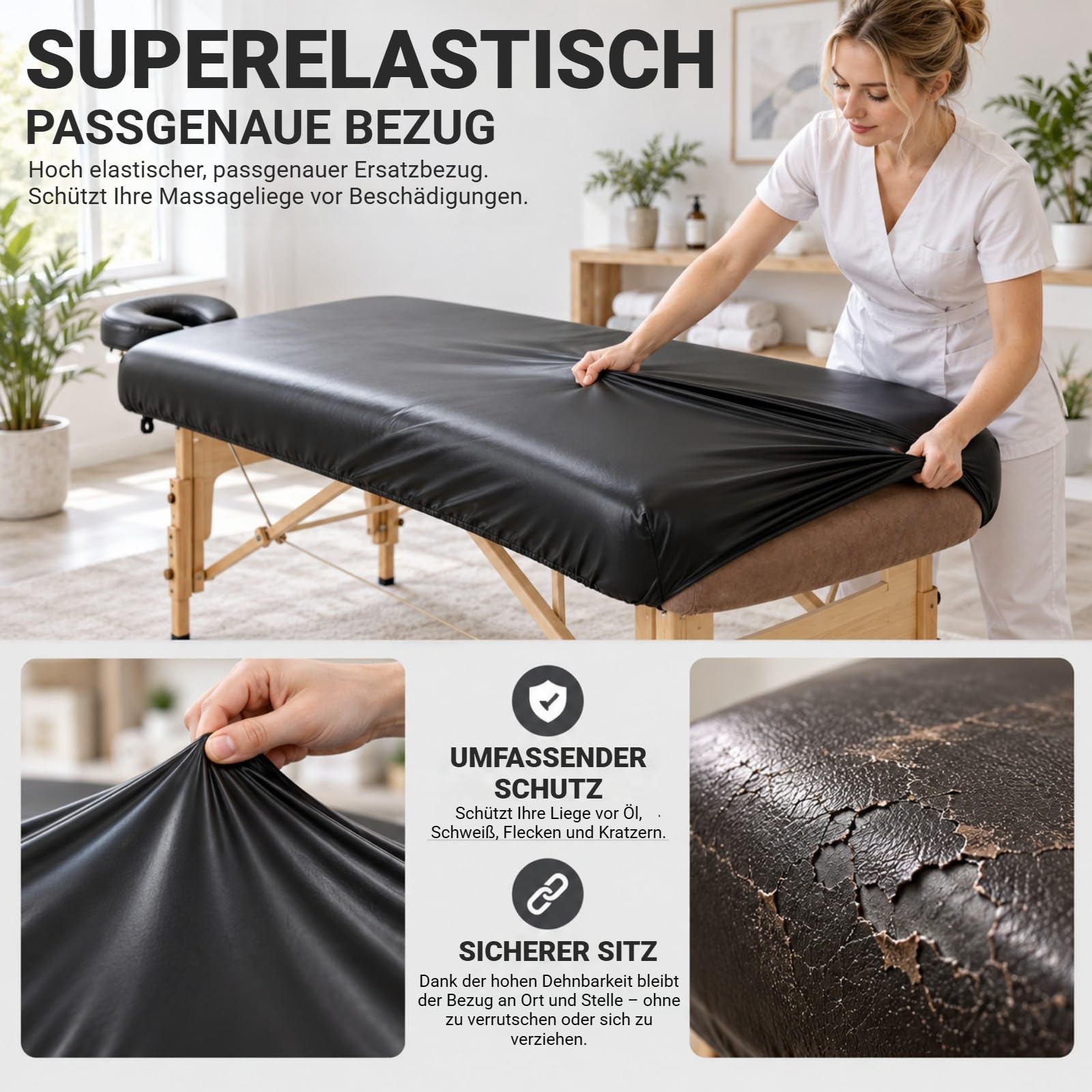 Spannbezug für Massageliege Ölresistenter PU Bezug Wasserdicht Schutzbezug