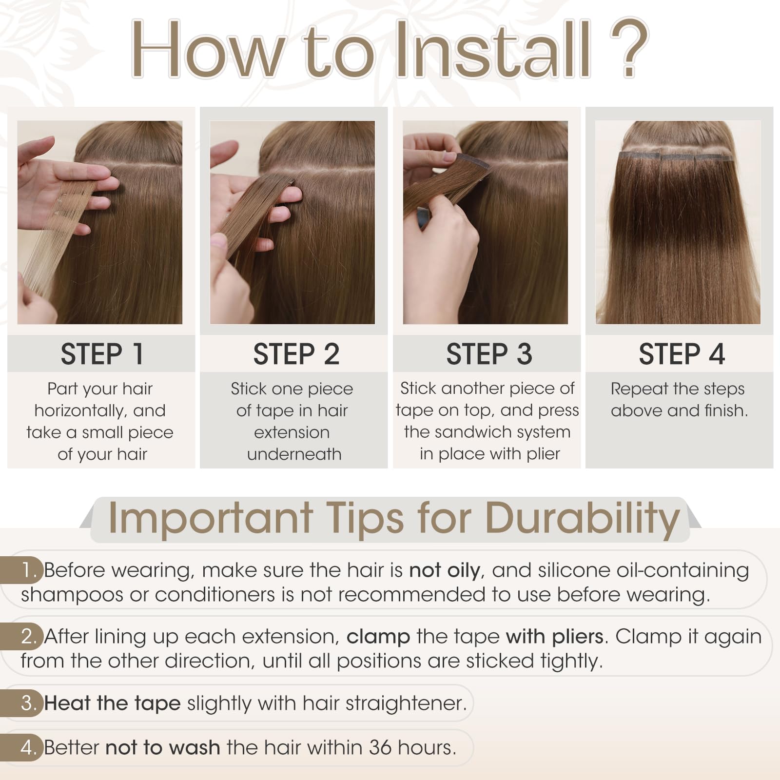 Elailite Tape in Hair Extensions Human Hair Real Human Hair 10 Pcs Invisible Thin Type - Seamless Skin Weft Remy Hair Extension (#70 Bleach White, 12 Inch-10g) — view 8