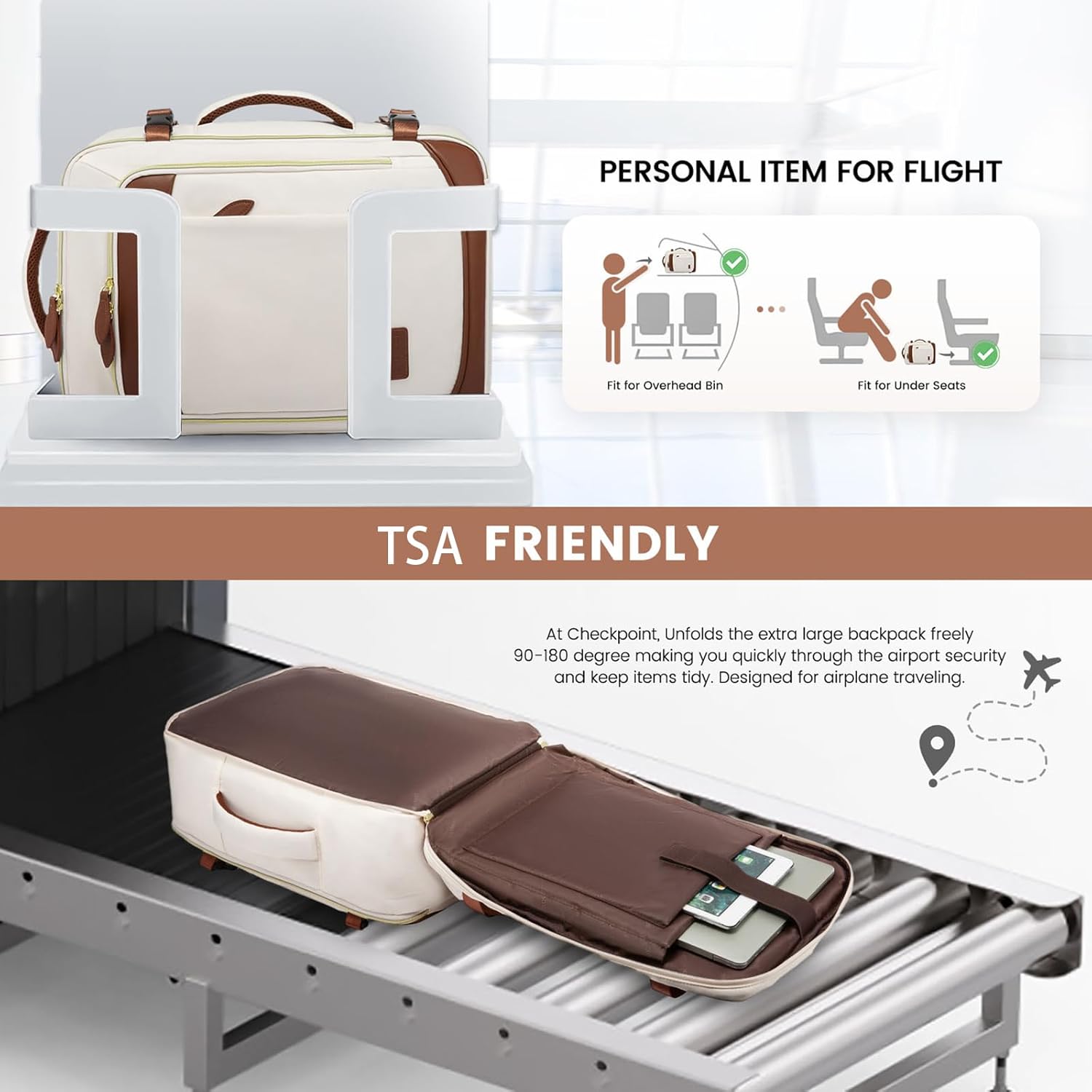 LOVEVOOK Travel Backpack for Women, 40L Carry On Backpack with 3 Packing Cubes,TSA Personal Item Travel Bag Airline Approved, Water Resistant Weekender Overnight Luggage Daypack, Fits 17 Inch Laptop - Image 5