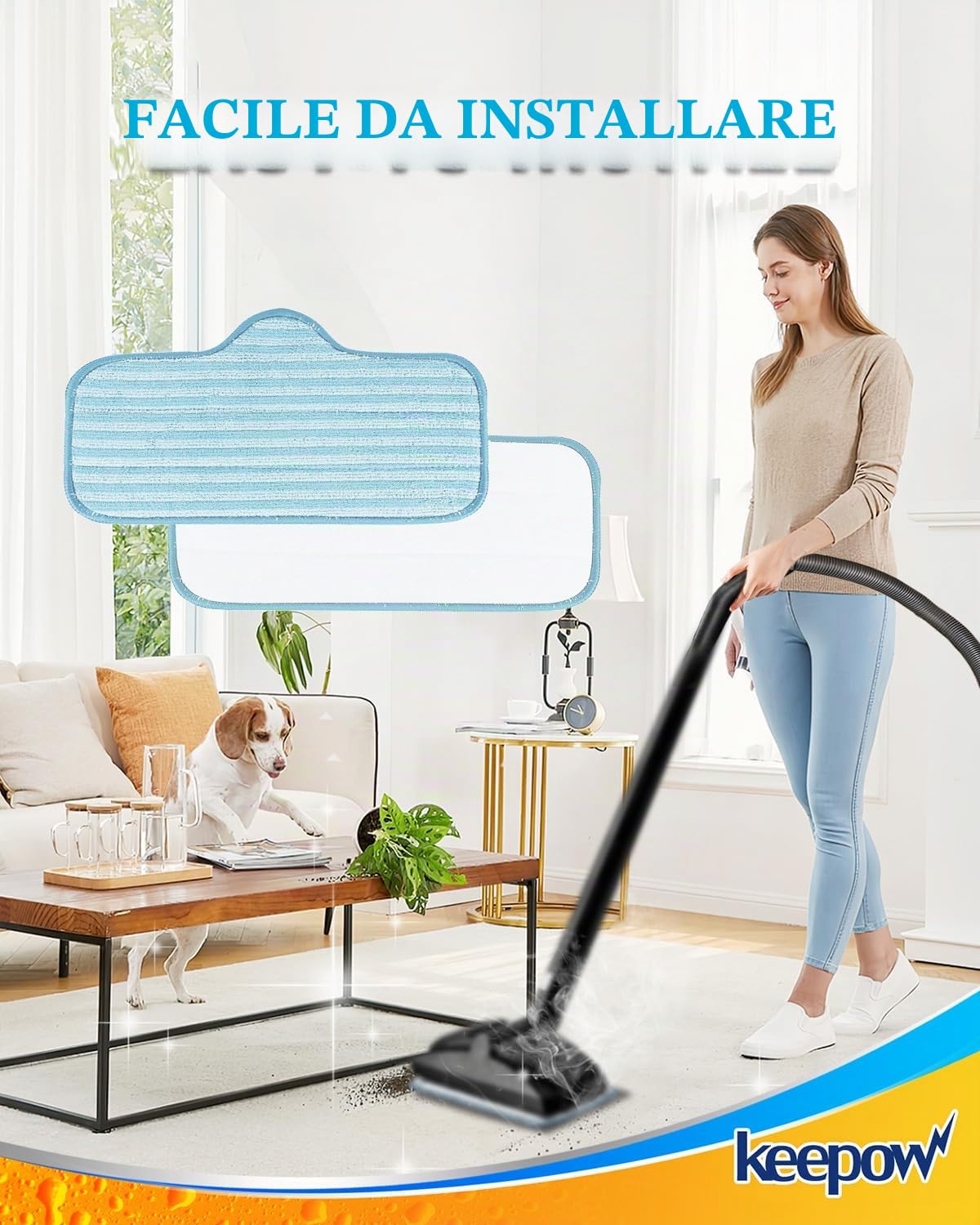KEEPOW - Confezione da 6 cuscinetti in microfibra per pulizia, compatibili con Dupray Neat Steam Cleaner