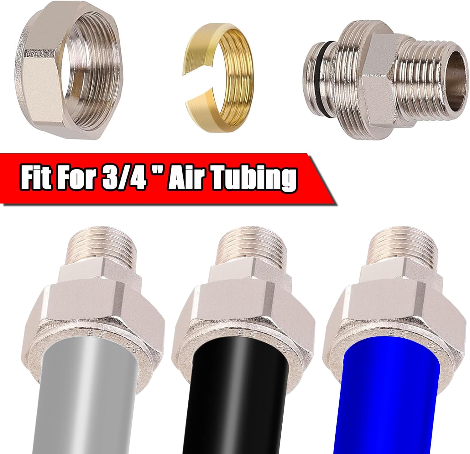 3PCS Air Compressor Accessories Kit for Shop Air Line Kit 3/4 Inch with 1/2 Inch NPT Outlet Port,Air Compressor Hose Outlet Kit for Garage Compressed Air Piping System