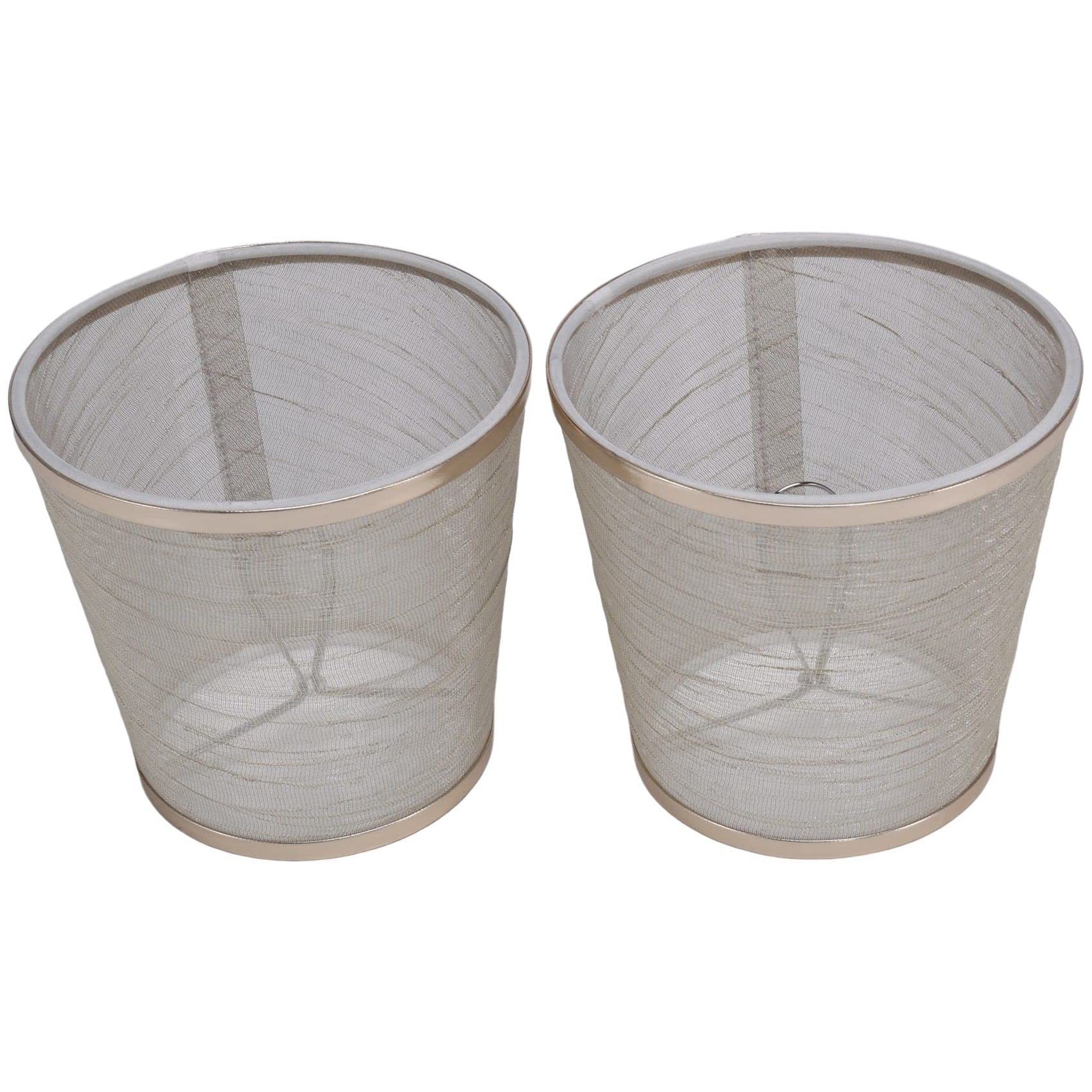 CTRLZS 2 Pack Clip on Gauze Chandelier Lamp Shades Little Upright Wall Candle Light Lampshade (Gold)