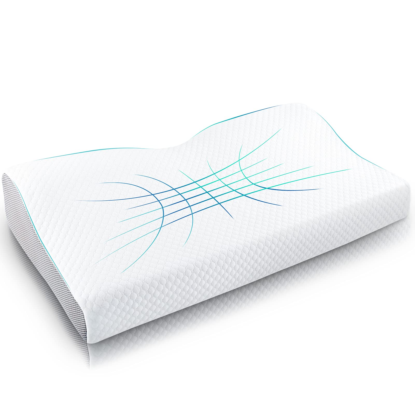 Contour Memory Foam Pillow, Neck Support Pillow with Contouring Comfort, Orthopedic Pillow for Sleeping, Neck Pillow for Side/Back/Stomach Sleepers with Washable Pillow Case 61*32*7-12cm…