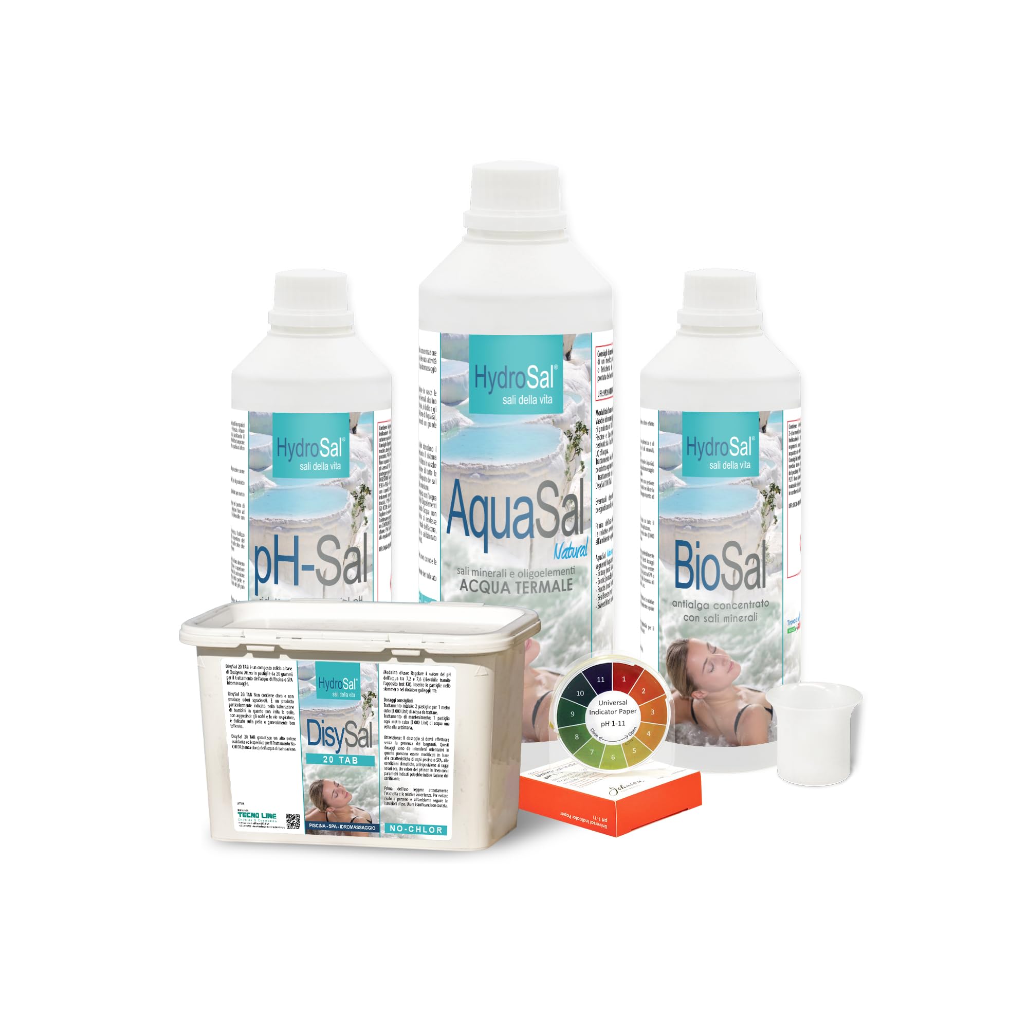 KIT SPA OXI, Set di prodotti per Piscina e Spa Idromassaggio - 5KG | Rigida o Gonfiabile di Tutte le Marche, Trattamento Acqua, a Base di Ossigeno Attivo in past. 20 gr., con Acqua Termale