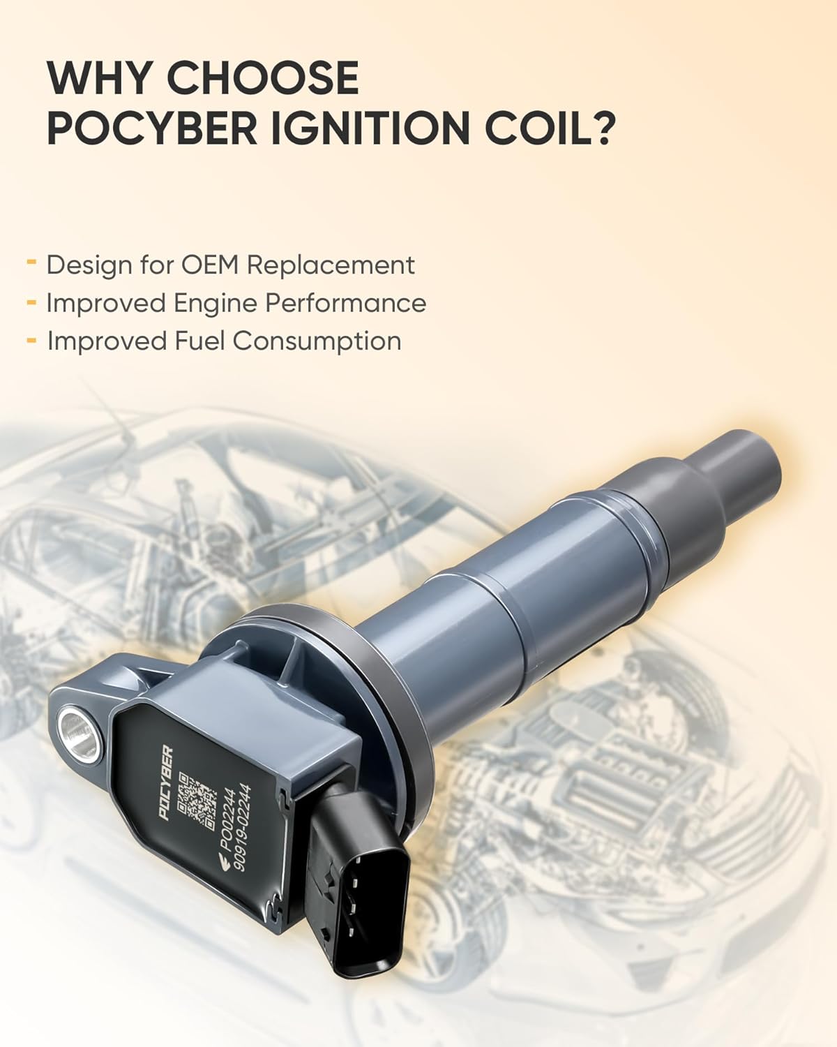 Ignition Coil Pack of 4 for Toyota Lexus Scion Camry Corolla RAV4 Solara Matrix Highlander HS250h Vibe TC xB 2.0L 2.4L L4 Replace OEM 90919-02244 UF333 C1330