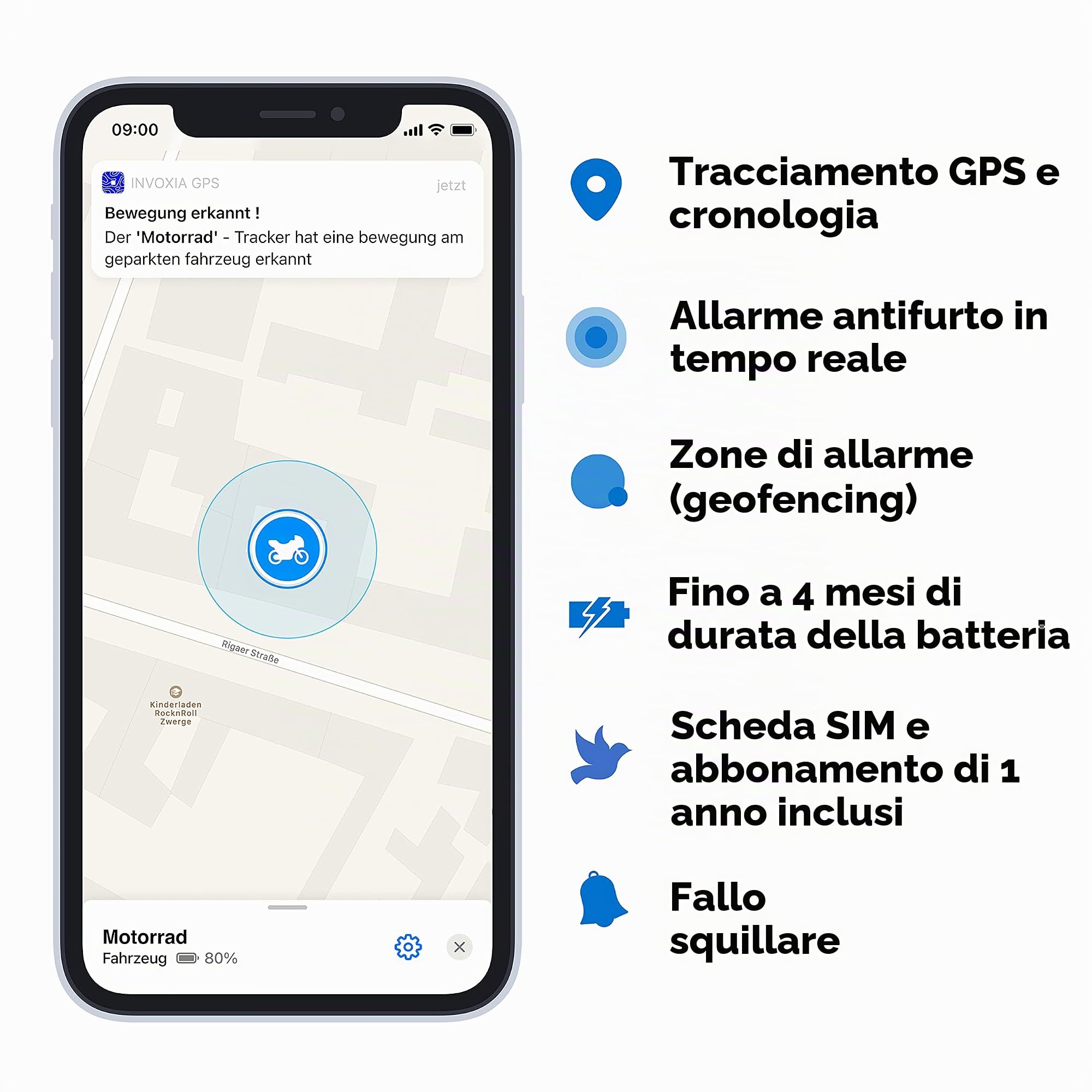 Invoxia Cellular GPS Tracker – per tutte le auto, moto, biciclette e per anziani, bambini, oggetti di valore – fino a 4 mesi di durata della batteria – inclusa scheda SIM & ABO 1 anno – 4G LTE-M