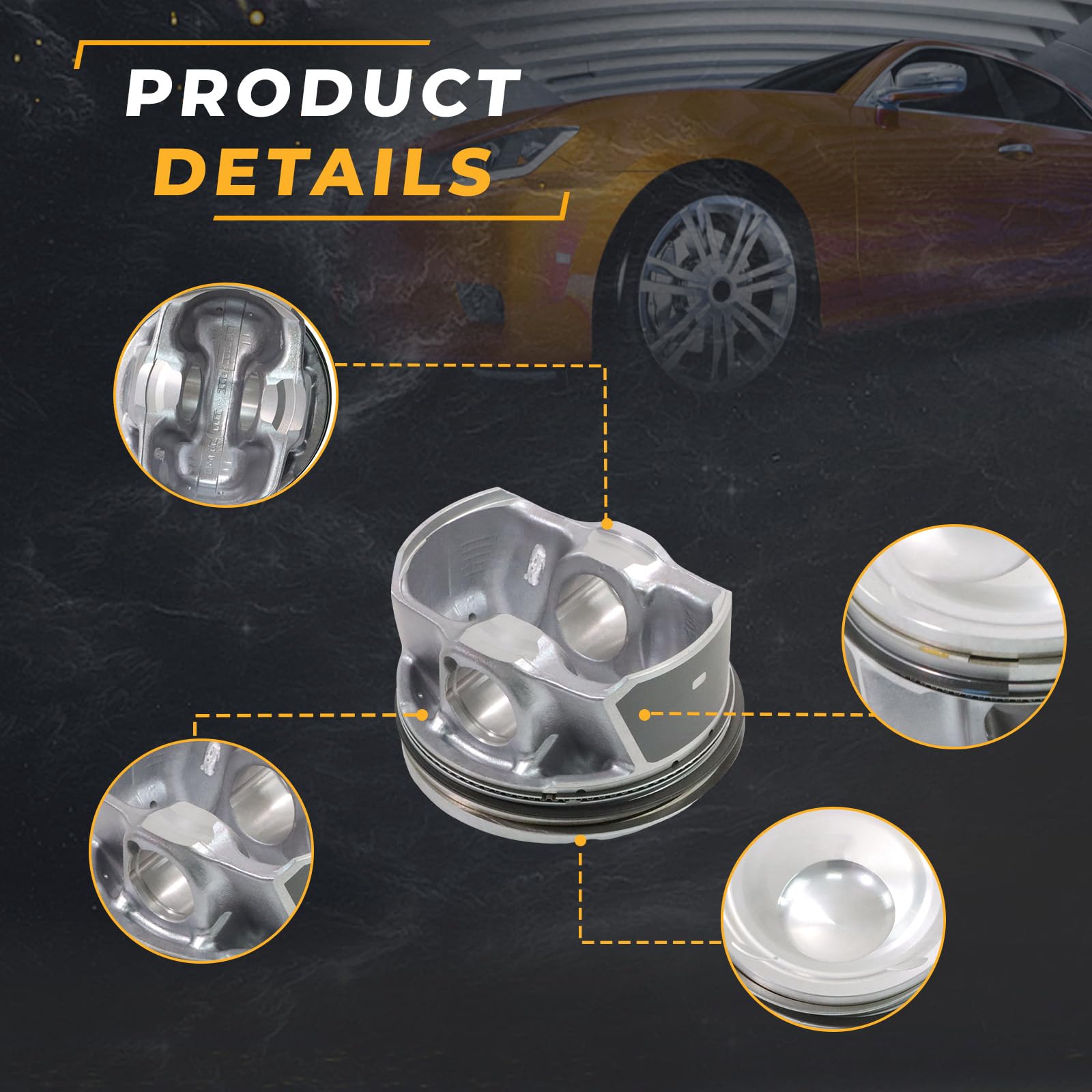 ZDKK 4pcs Piston & Rings Kit For 2017 Focus 2016-2018, Mustang 2015-2018, MKC 2015-2019, Replace OE EJ7Z6108A,EJ7Z6108B,EJ7Z6108C,EJ7Z6108E,EJ7Z6135A