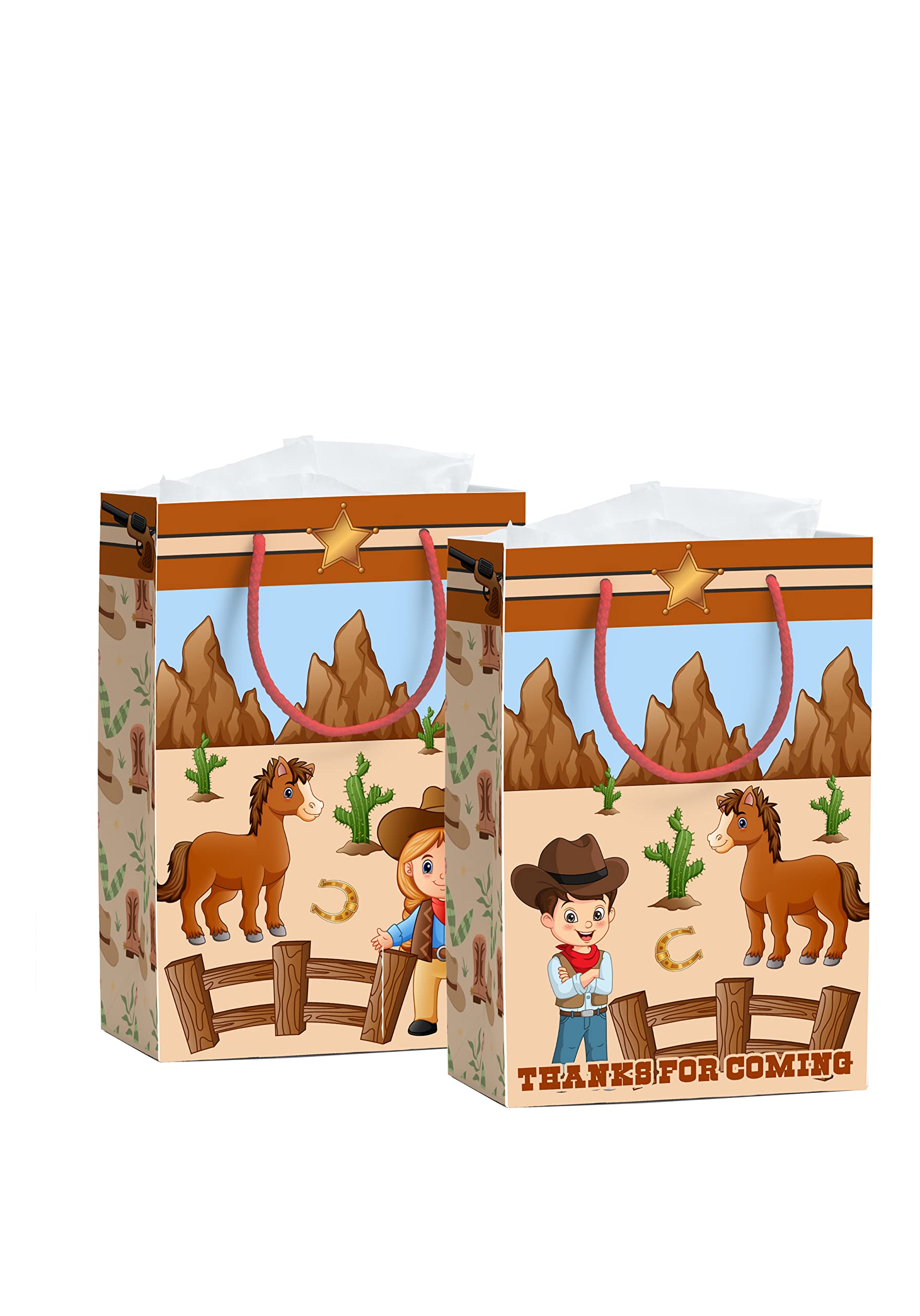 Pack Of 16 Cowboy Theme Return Gift Paper Bags|Made In India|Cowboy Print Carry Bag For Giveaways (9X6X2.8 Inch),Multi (B0C5QTX3X5) Amazon Price History, Amazon Price Tracker