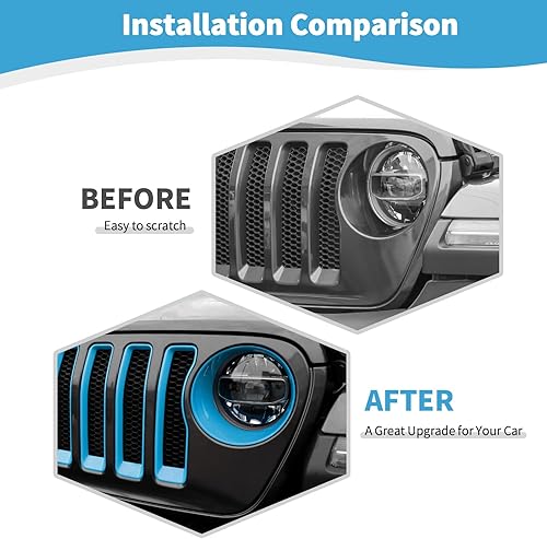 Miniatura 3 de RT-TCZ para Wrangler JL Rejilla frontal de malla para parrilla de faro delantero, cubierta de luz para Jeep Wrangler JL JLU 2018-2022, accesorios