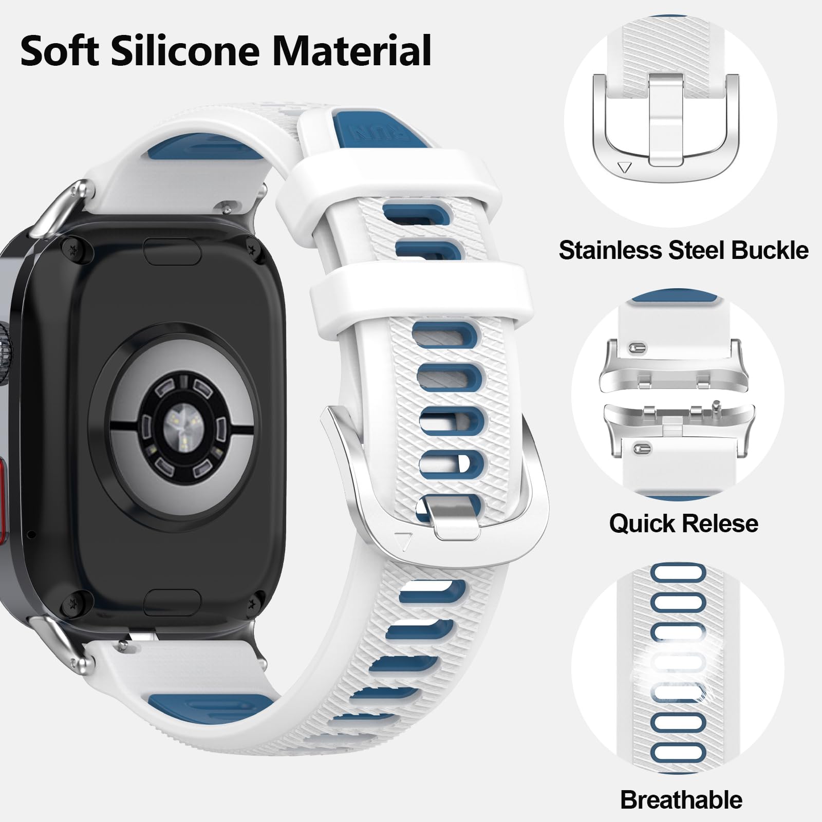 Zapasowy pasek kompatybilny z Huawei Watch D2, miękki, oddychający, silikonowy, sportowy, metalowa klamra do Huawei Watch D2, dla mężczyzn i kobiet