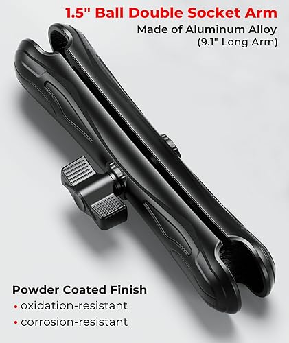 Miniatura 2 de VAZESWIN Brazo doble del zócalo 9,1" brazo largo de la aleación de aluminio compatible con los componentes de la bola del tamaño 1,5" del soporte de