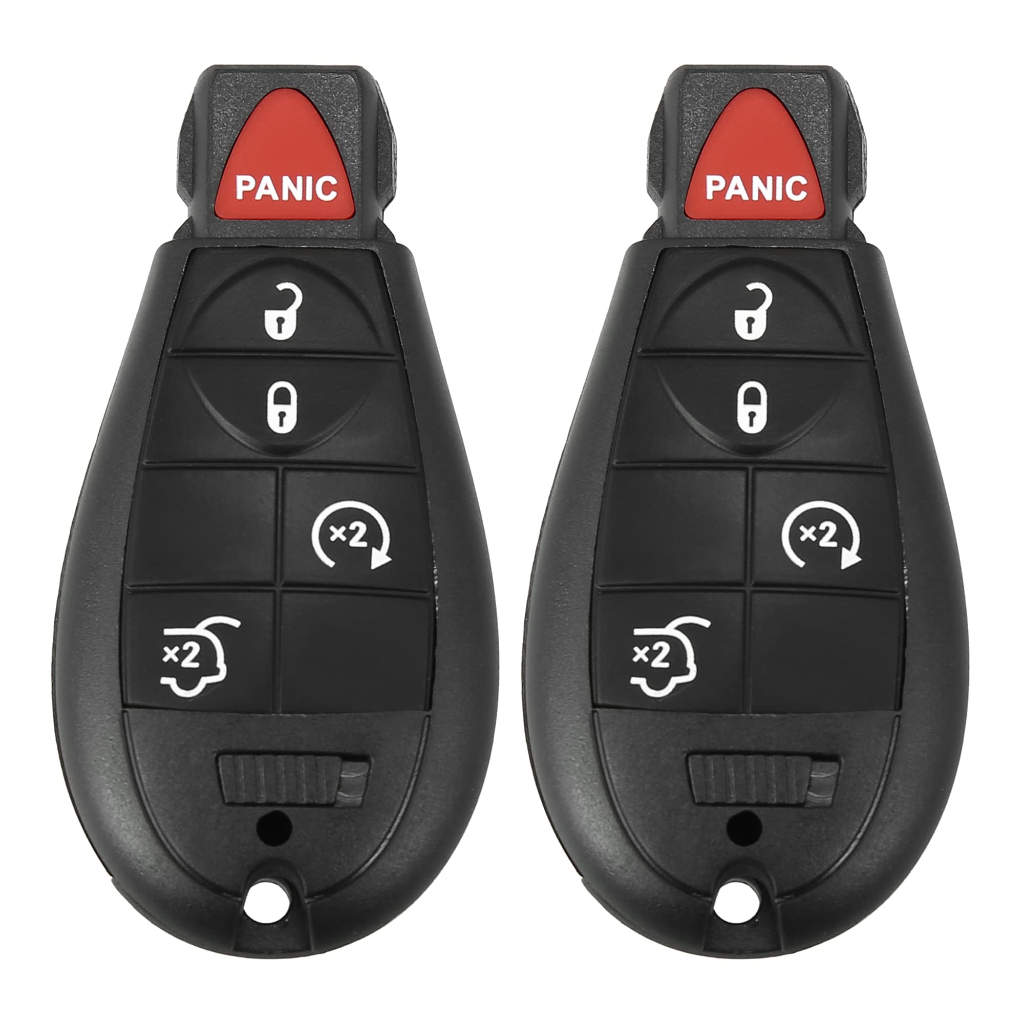 X AUTOHAUX 2pcs 433Mhz Keyless Entry Remote Car Key Fob for Jeep Grand Cherokee 2008-2010 for Commander 2008 2009 2010 5 Buttons with Door Key