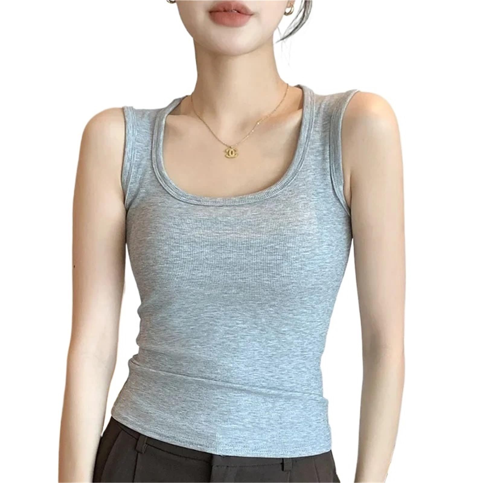 Camiseta Tirantes Mujer Camiseta sin Mangas for Mujer con Camisola y Top sin Mangas for Primavera y Verano, Camiseta de Base Corta for Mujer(Green,XXL)