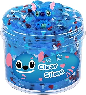 – Blue Clear Slime 7OZ Premade Crystal Putty Crunchy Clear Slime Stress Relief Toys for Kids Party Favors Birthday Christmas Toys for Girls Boys