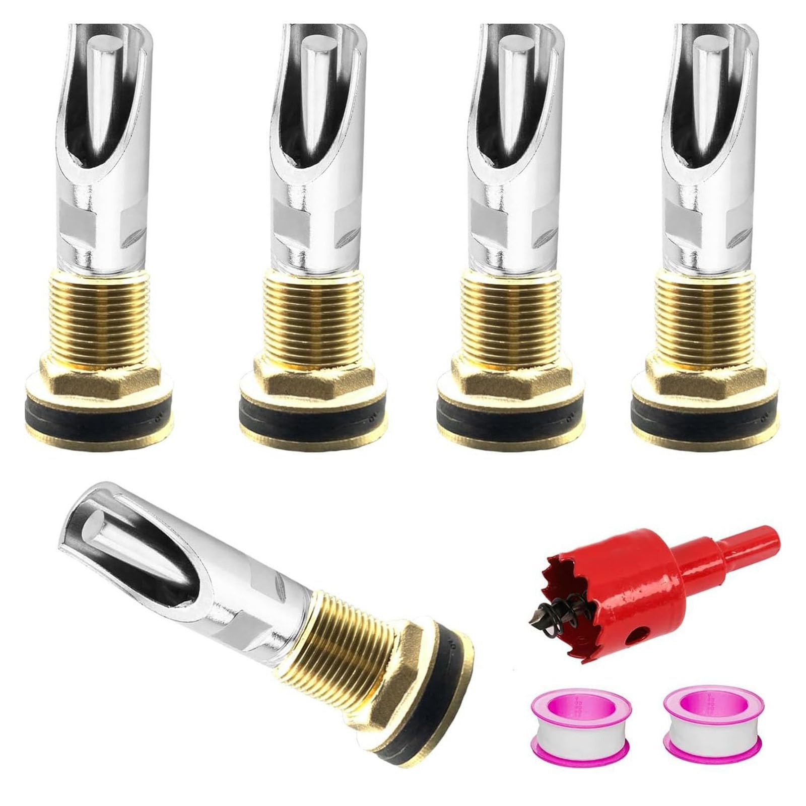 5Pcs Stainless Steel Pigs Nipple Drinker Set Automatic Waterer Systems for Pigs and Goats Includes Fitting Connectors Indoor Outdoor Waterer