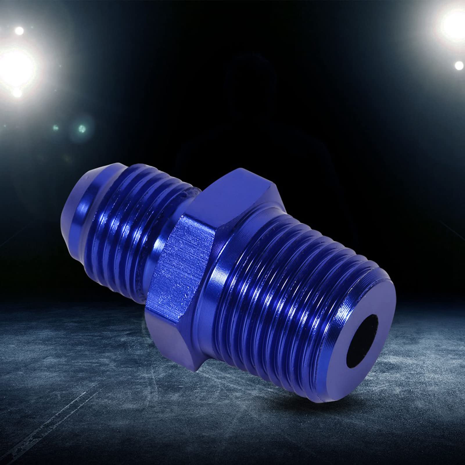 Akozon Adattatore per Raccordo Dritto per Olio Combustibile da Svasatura Maschio in Alluminio AN6 a 3/8" NPT - Leggero e Resistente Alla Corrosione - Blu