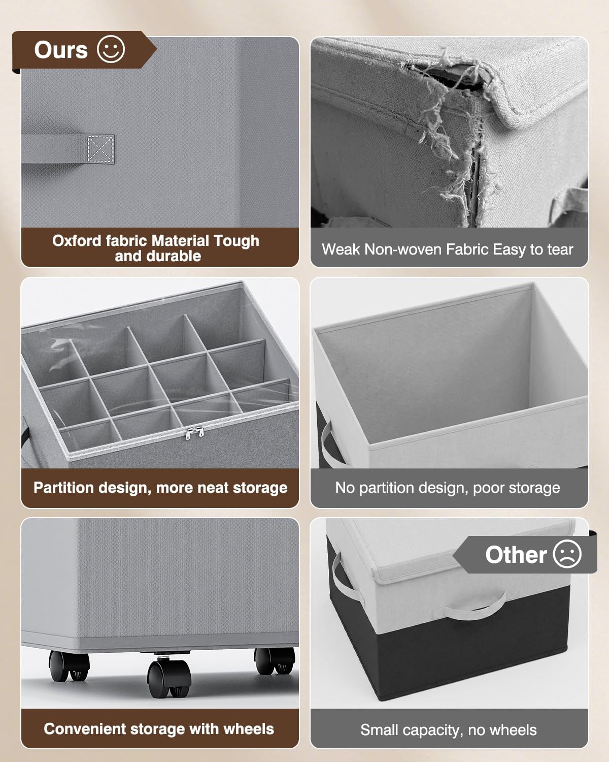 HOUSE AGAIN Shoe Organizer for Closet, 2 Pack Shoe Storage Organizer with Wheels, Foldable Shoe Storage Box with Adjustable Dividers and Clear Cover, Reinforced Handles, Fits up to 16-32 Pairs, Gray