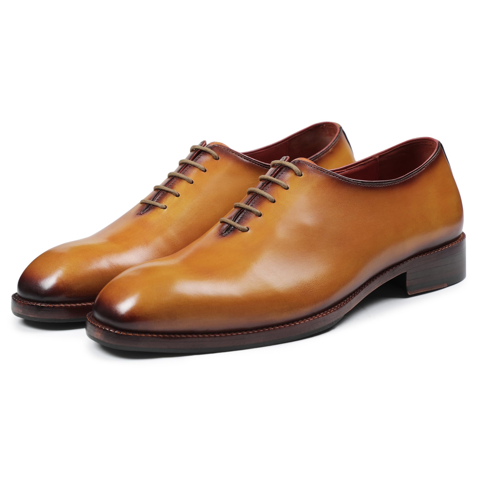 LethatoHandcrafted Wholecut Oxford Men's Genuine Leather Lace Up Dress Shoes