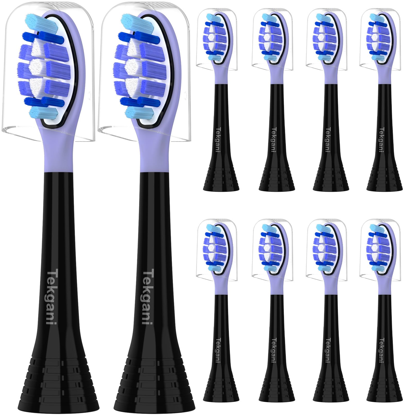 Photo 1 of Toothbrush Replacement Heads Compatible with Philips Sonicare Click-On Toothbrush Handles, for HX9054 W3 4100 5100 6100 7500 C1 C2 C3 G3 A3 Toothbrush Head Refill, Silicone Coating, Pack of 10 Black