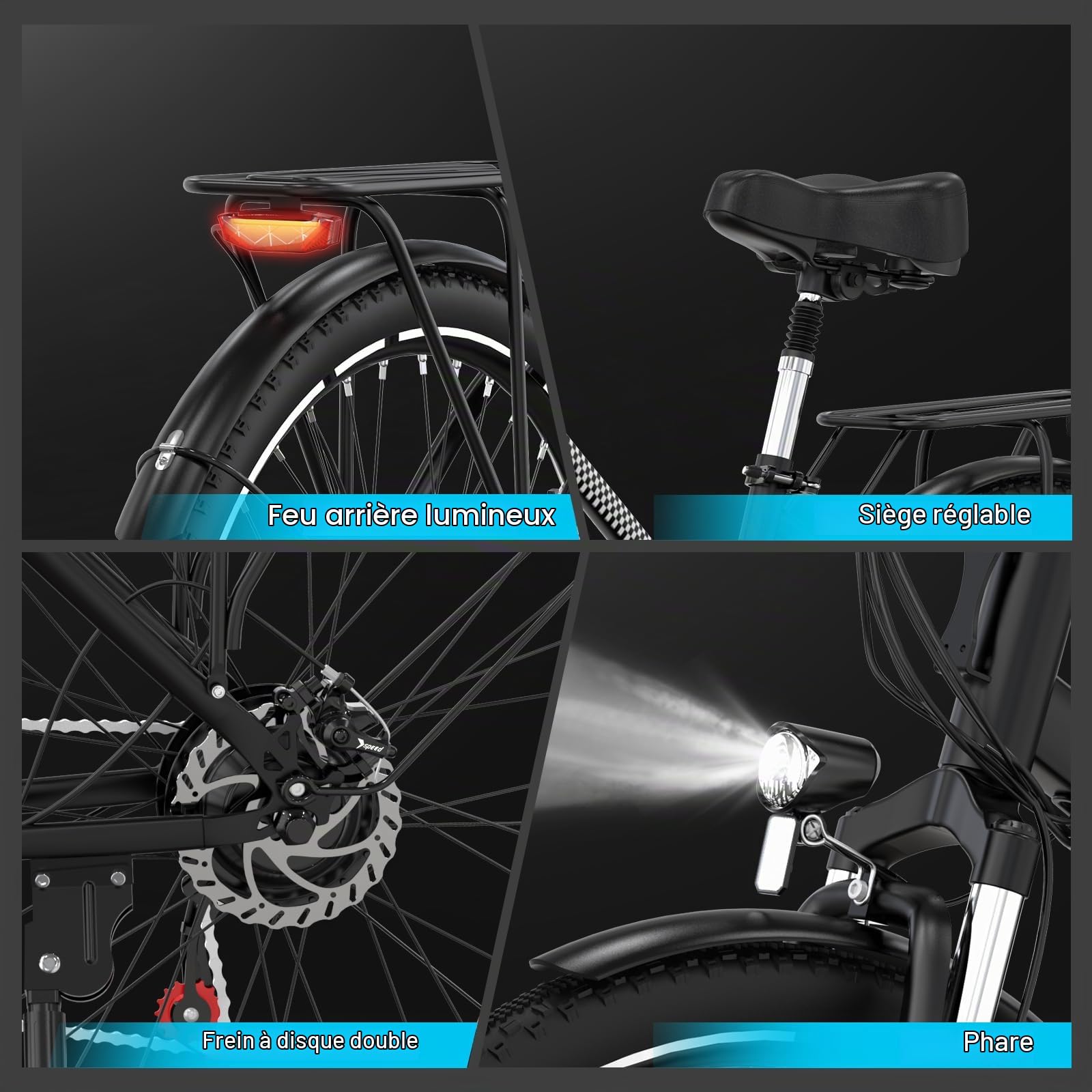 COLORWAY Vélo Électrique, ebike de 28 Pouces pour hommes et femmes, vélo électrique de ville avec au lithium amovible 36V 15Ah, 7 vitesses avec moteur 250W, écran intelligent, autonomie de 45 à 100 km