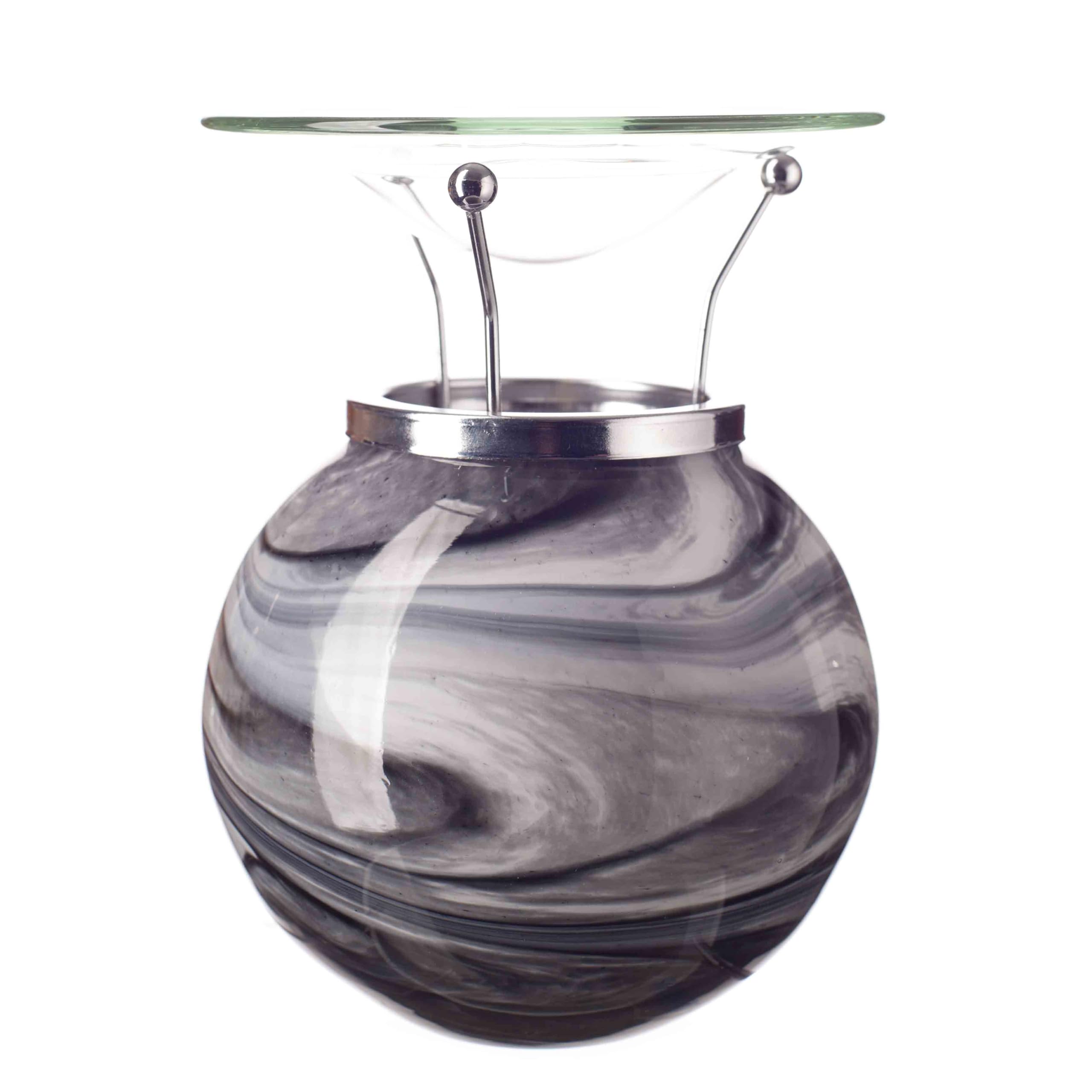 Amelia Art Glass Tealight Burner, Mouth Blown Glass, 16 cm Height, Night Sky