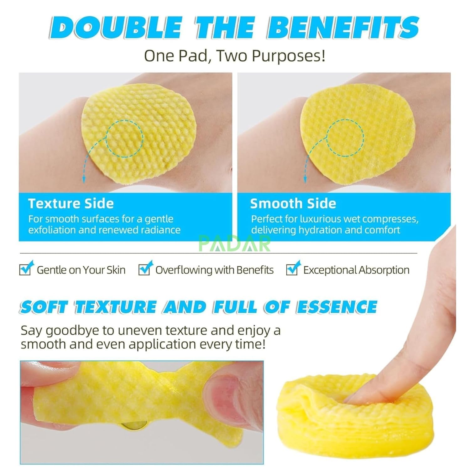 CEPLO Turmeric & Kojic Acid Face Cleansing Foaming Exfoliating Pads for Dark Spots, Skin Brightening & Acne – With Vitamin C, Retinol & Chamomile – Makeup Remover for All Skin Types ((1 Pack (60 Pads)) 2