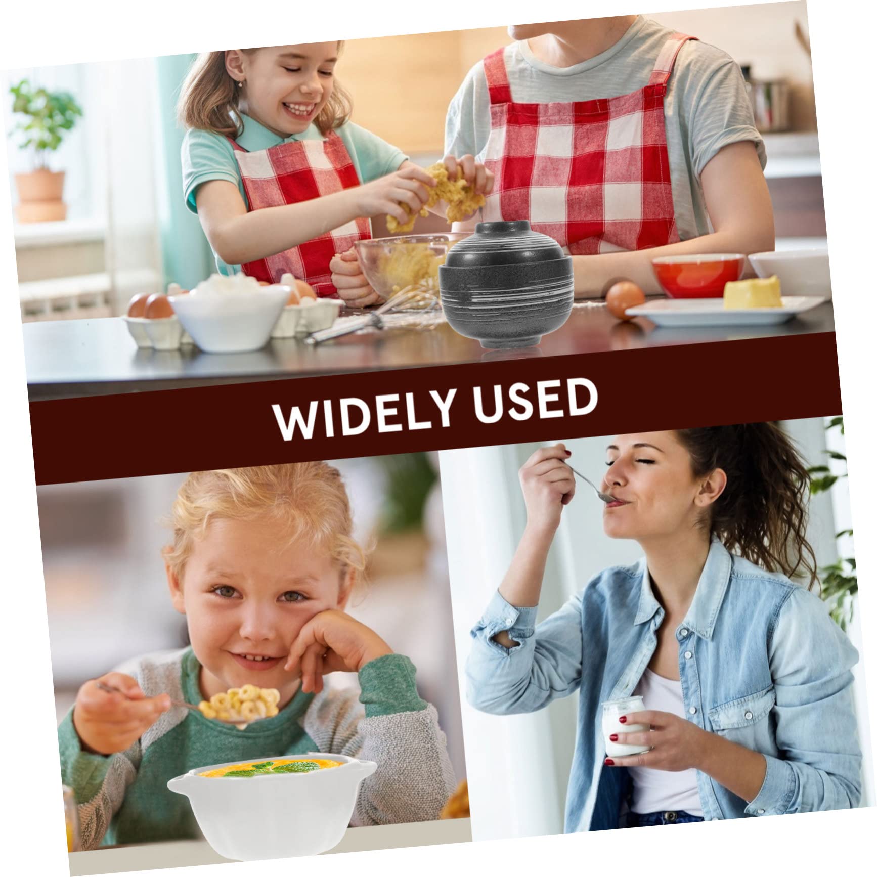 Hemoton Japanese Style Ceramic Soup Bowl with Lid Multifunctional Ramen and Noodle Bowl for Foods Easy to Clean Capacity