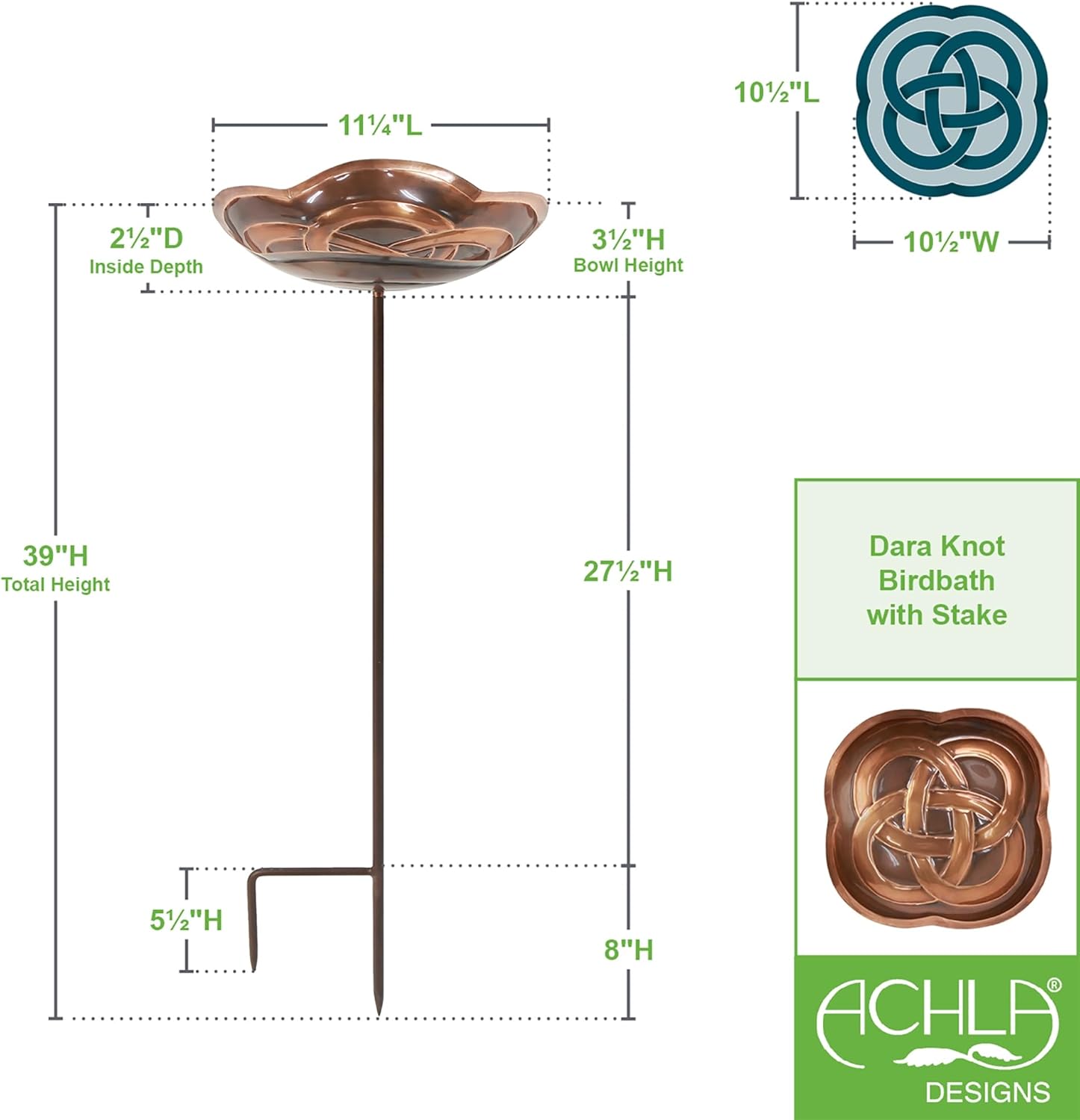 Dara Knot Birdbath- Stake