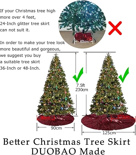 Miniatura 4 de DUOBAO Falda de árbol de Navidad de 48 pulgadas, con lentejuelas brillantes, color rosa bebé, con purpurina para adornos de fiesta de Acción de