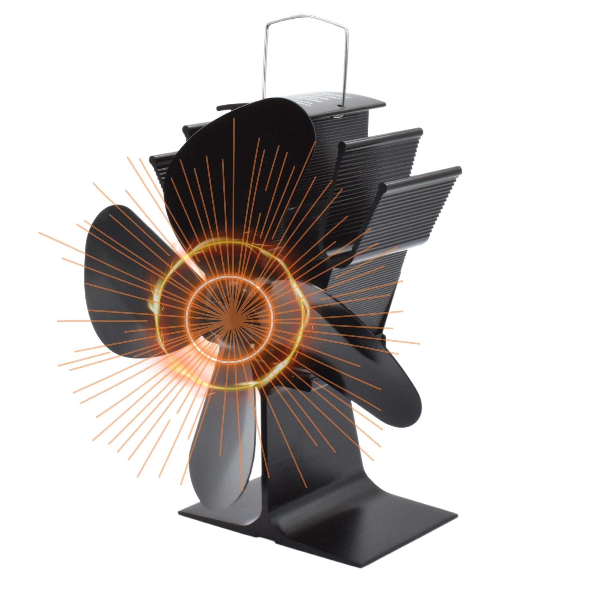 Kaminventilator 4 Klingen Kamin Ventilator stehend Ofenventilator ohne Strom geräuscharm & ökonomisch für Holzöfen & HL Kauf-Block