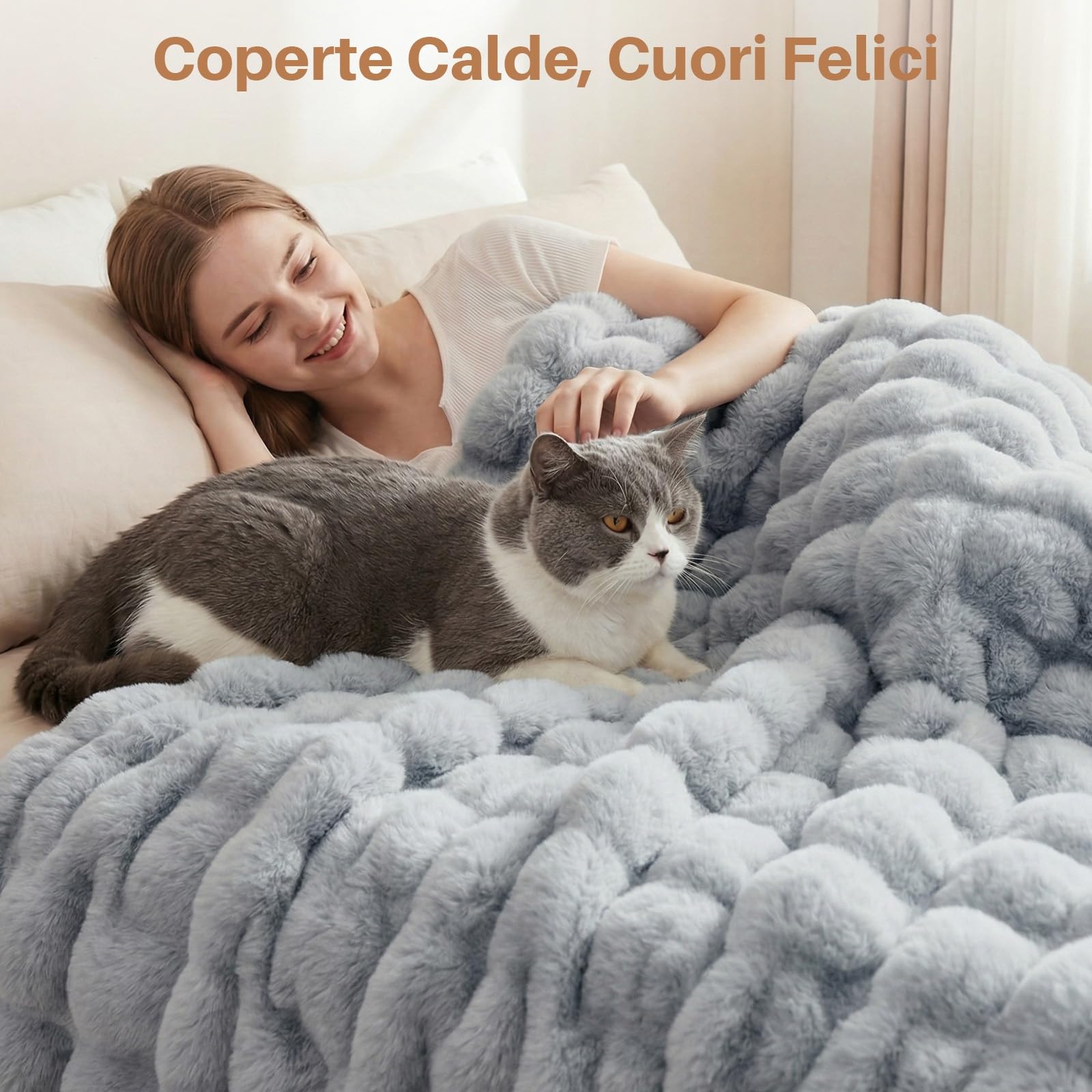 Coperta Morbida In Flanella Testurizzata - Calda E Leggera, Biancheria Da Letto Invernale, Colore Cammello, Taglia Unica - 3