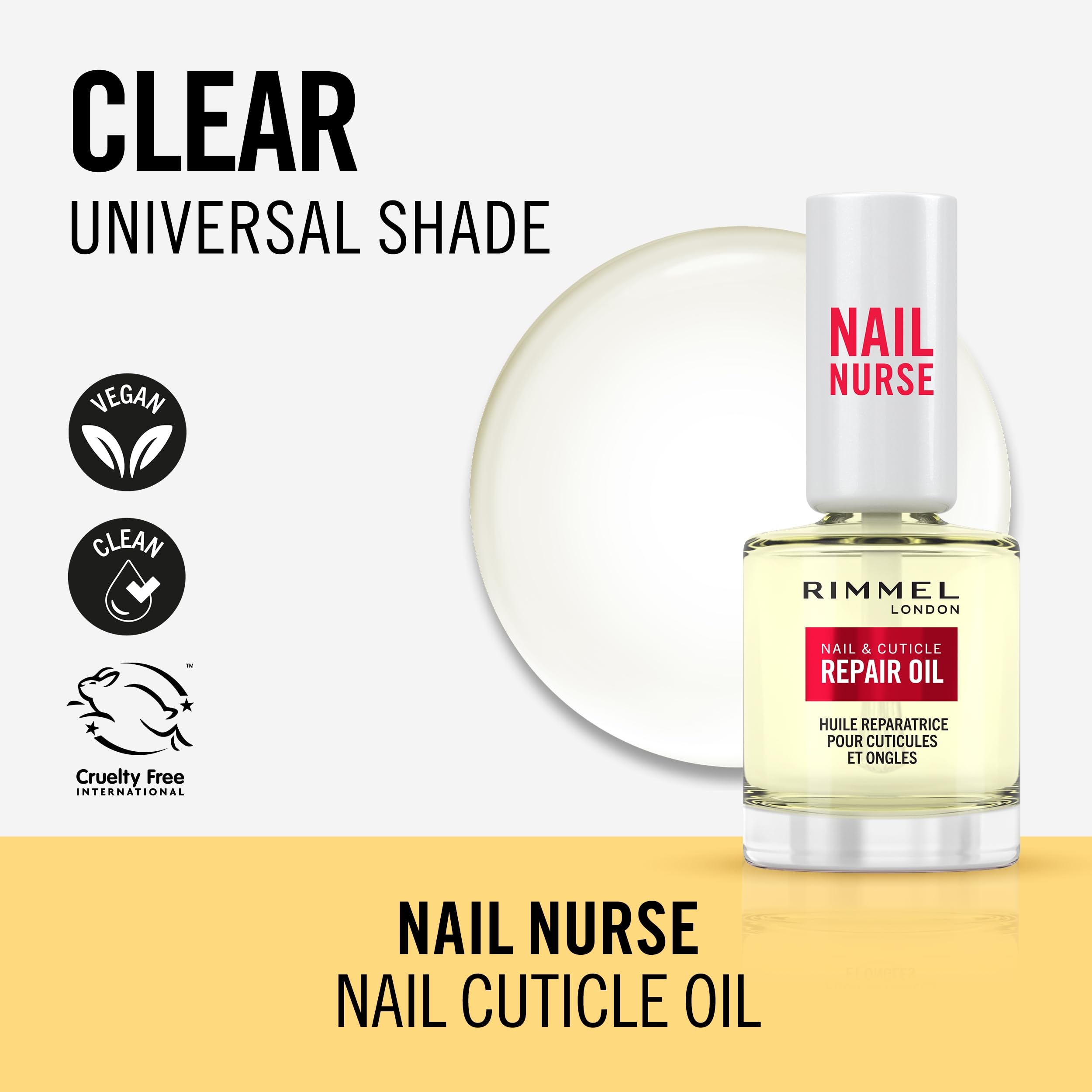 Rimmel London, Nail Care Cuticle Repair Oil, Olio Idratante riparatore per Unghie e Cuticole, Formula Vegana con Vitamina E, 8ml