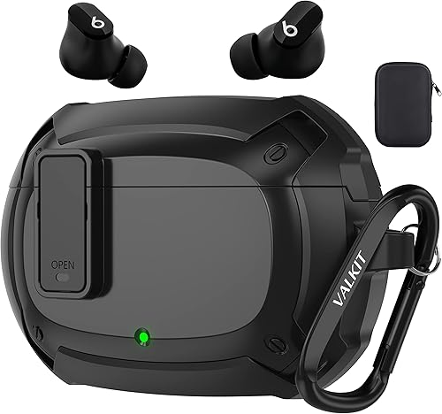 Valkit Funda compatible con Beats Studio Buds con cerradura, carcasa rígida militar, funda protectora a prueba de golpes con llavero para hombres y