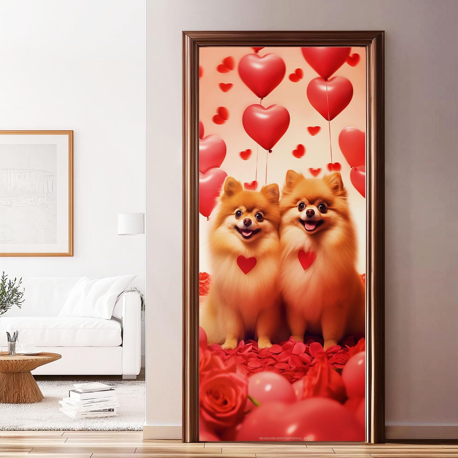 Mural na drzwi 3D ze zwierzęciem, samoprzylepny, kwiatowy czerwone róże, balony, sztuka, usuwalne murale, naklejki na drzwi, czerwona tapeta PCW, dekoracyjne naklejki do sypialni, łazienki, biura, 95