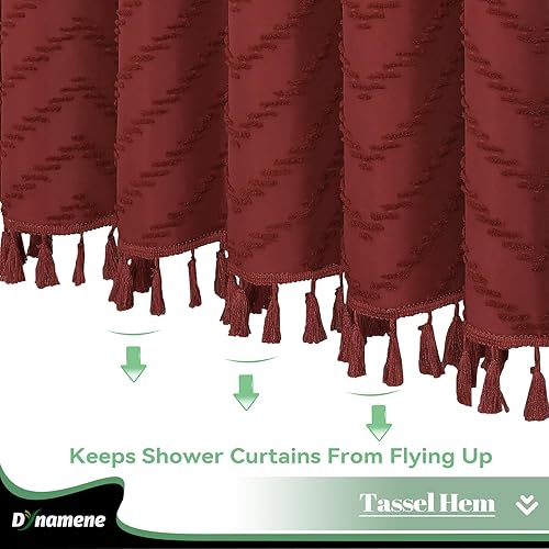 Vista 197 de Dynamene - Cortina de ducha, bohemia y rústica con rayas con chebrón en relieve, cortina texturizada para decoración de baño, juego de cortina A.