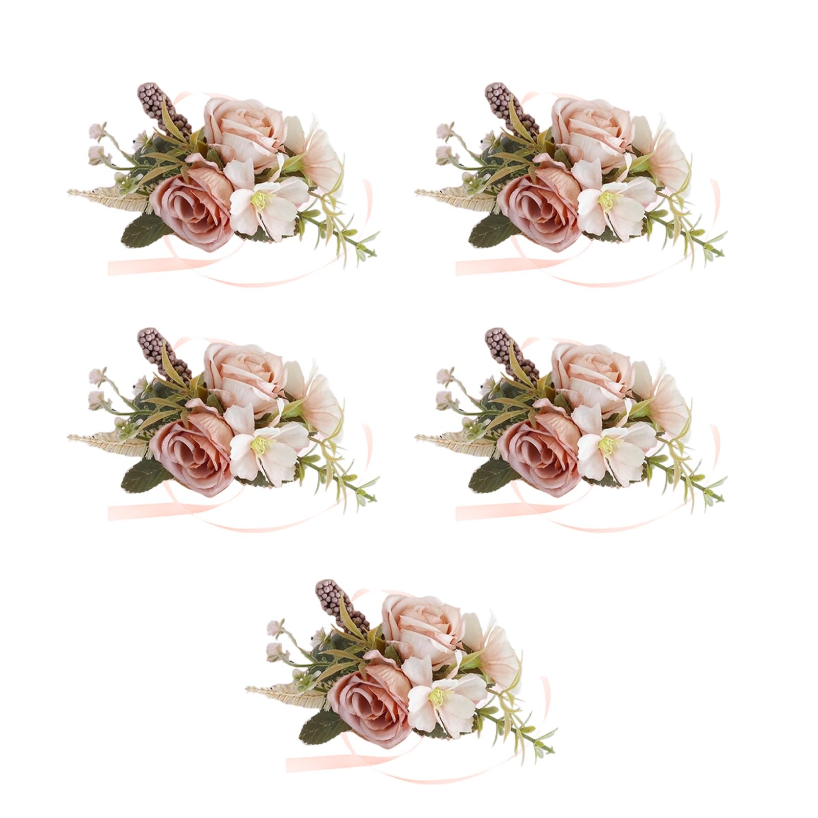 Tsophreniq 5Pcs Wedding Corsages Boutonniere Prom Boutonniere for Wedding Ceremony Anniversary, Rose Corsages for Bride and Groom, Artificial Flower Brooch