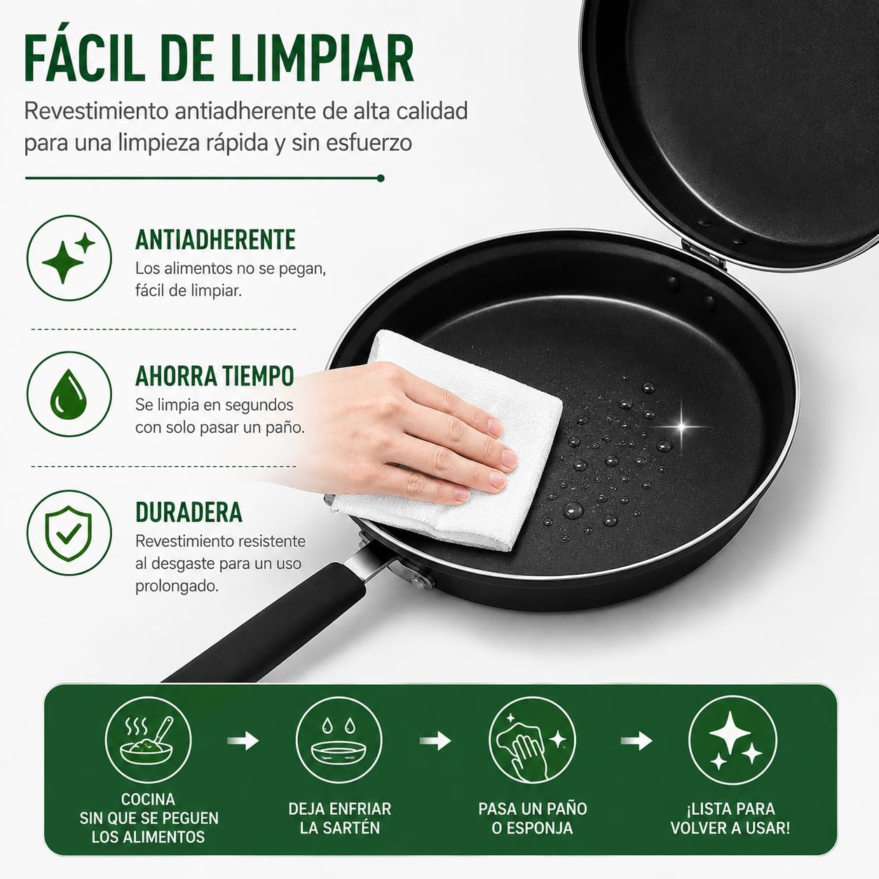 Sartén Doble para Tortilla 28 cm, Sartén para Tortilla de Patatas Antiadherente de Aluminio Fundido, Diseño de Doble Cara para Dar la Vuelta Fácilmente, Apta para Inducción y Lavavajillas