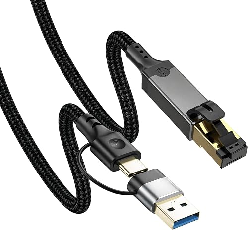 Ethernet to USB Cable Type-C to RJ45 LAN for Stable Wired Network, 3.3FT