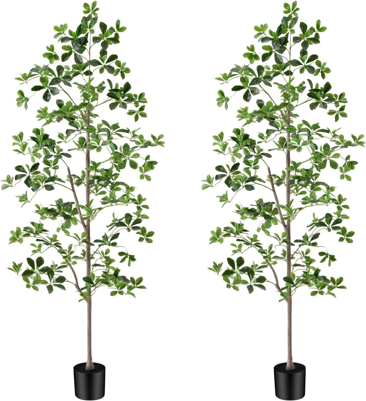 6ft Tall Artificial Black Olive Tree with 945 Lifelike Leaves, Tall Fake Greenery Olive Silk Plants Artificial Olive Tree Indoors in Pots, Faux Olive Tree for Living Room Office Decor 2packs